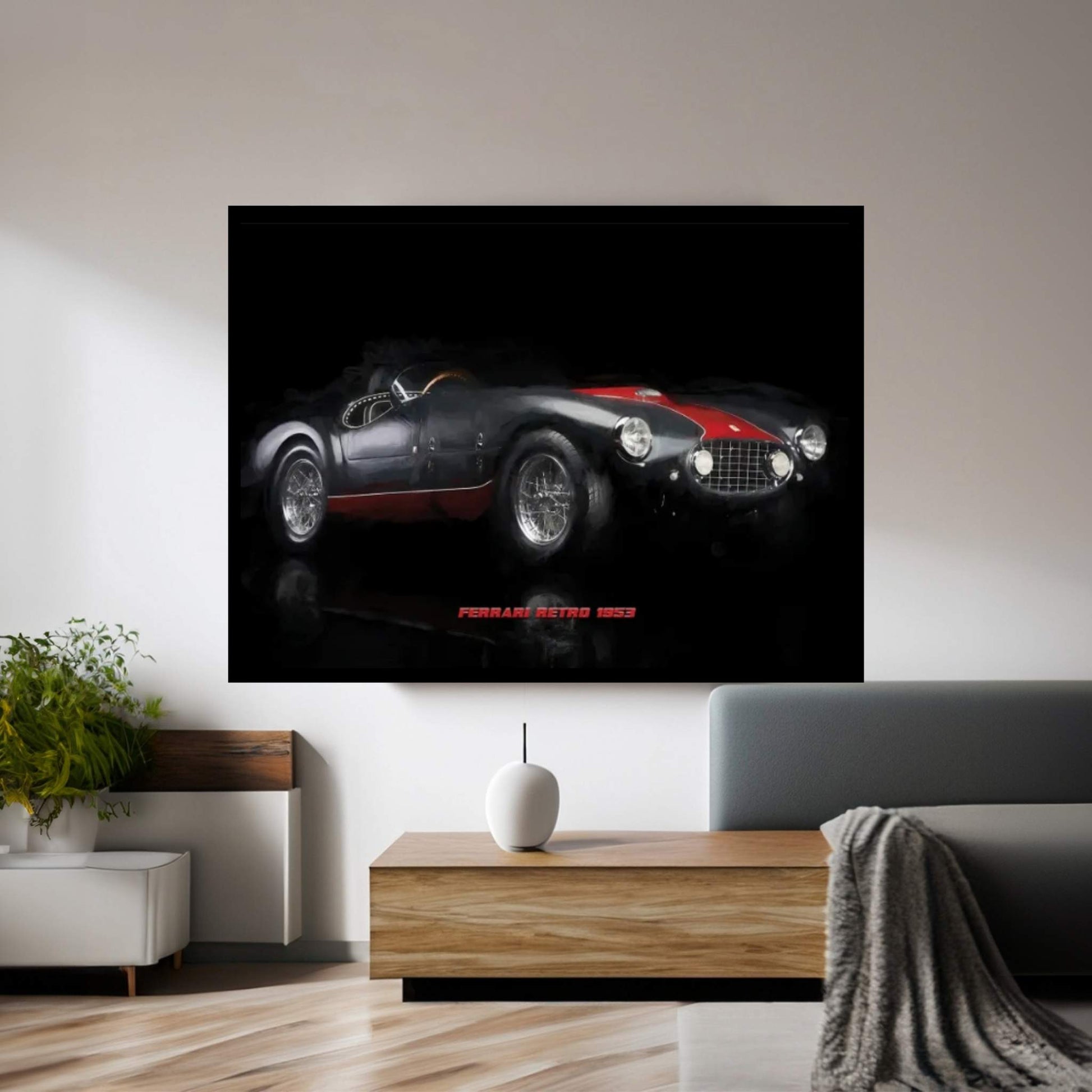 Ferrari Retro 1953 In Watercolor Canvas Wall Art - Y Canvas