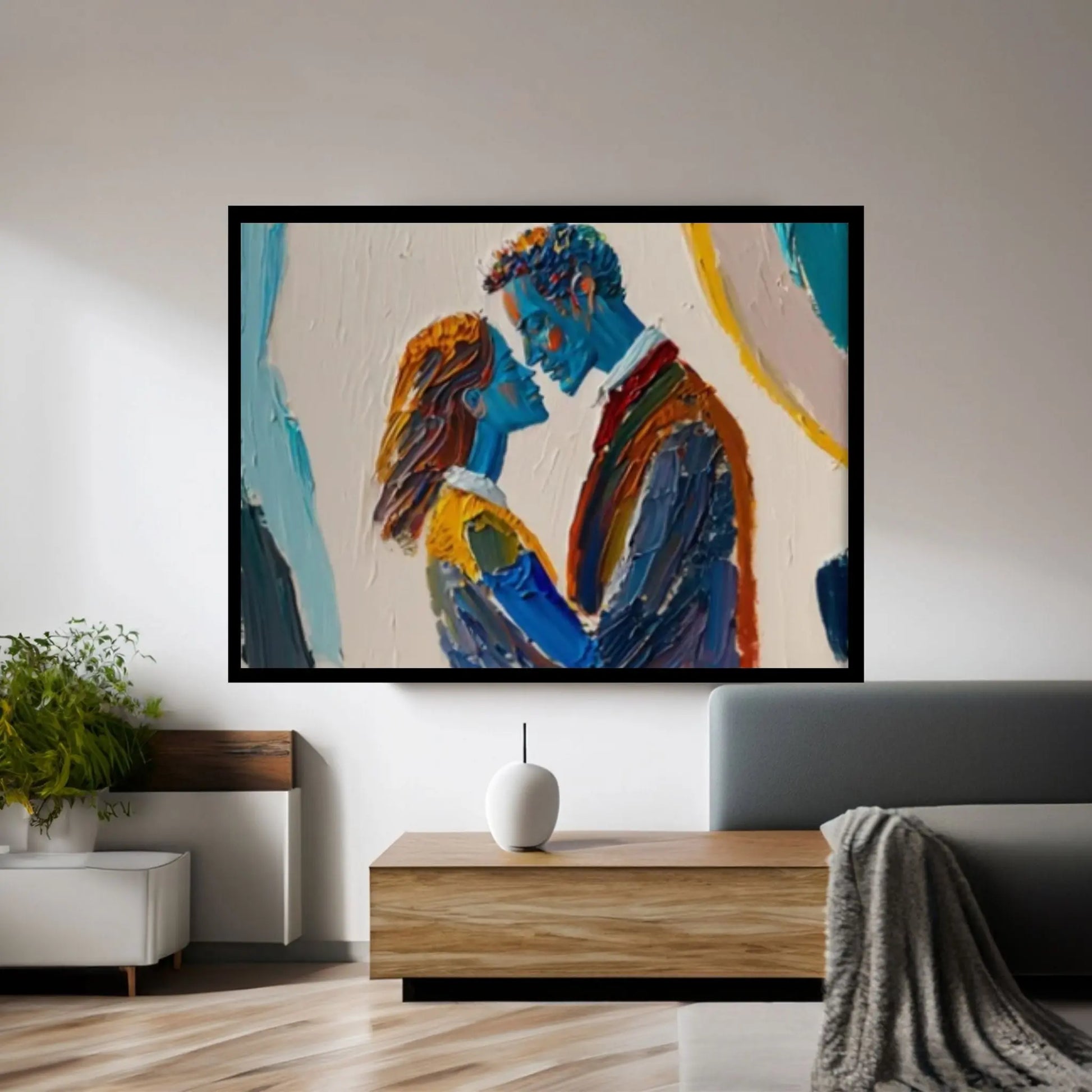 Love Canvas Decor, Hugging Couples, Love Wall Decor, Kissing Man and Woman Art - Y Canvas