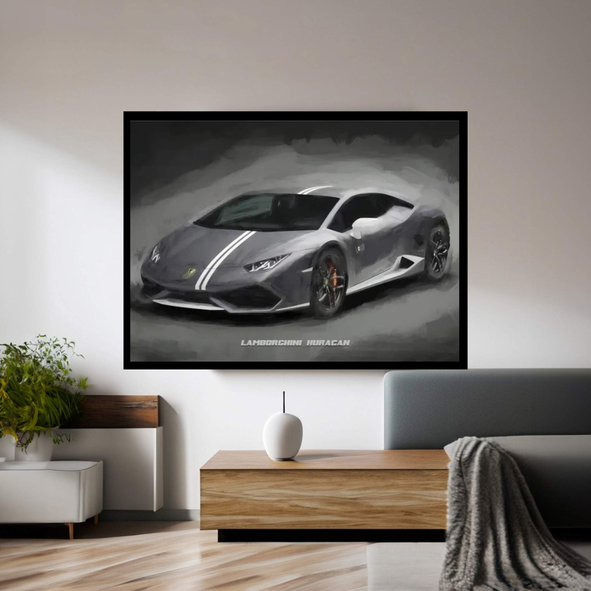 Lamborghini Huracan In Watercolor Canvas Wall Art - Y Canvas