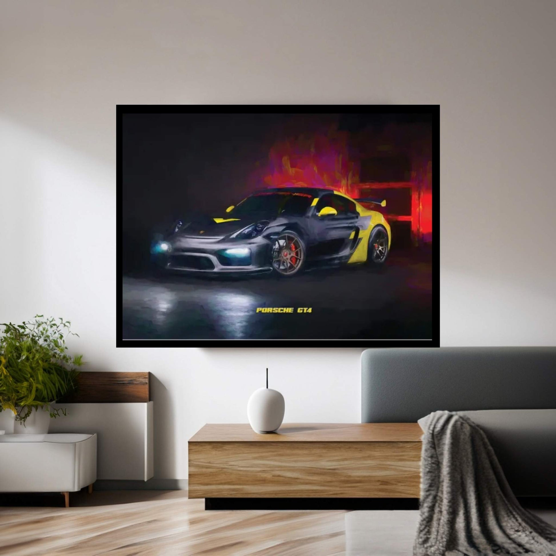 Porsche GT4 In Watercolor Canvas Wall Art - Y Canvas