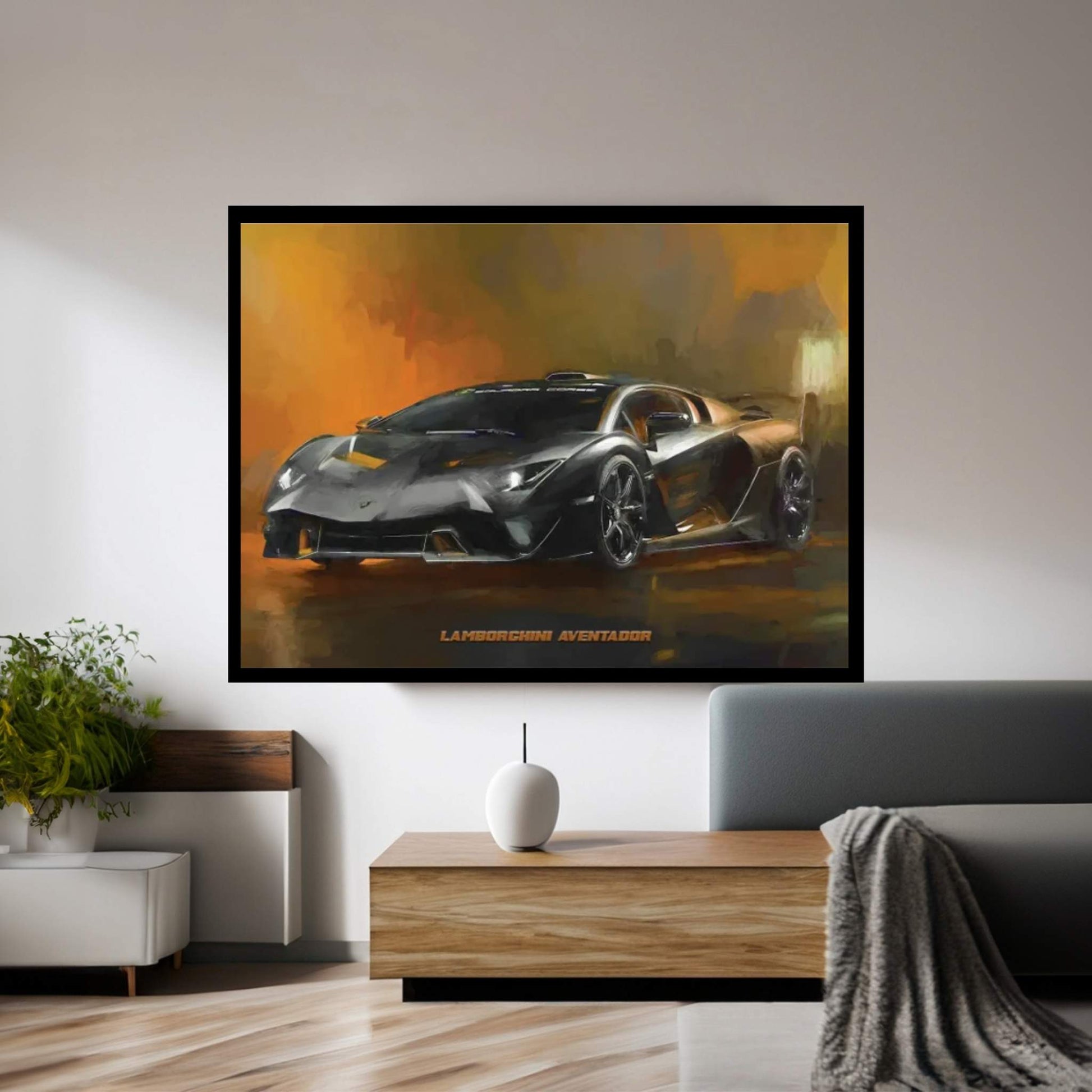 Lamborghini 2018 Aventador In Watercolor Canvas Wall Art - Y Canvas