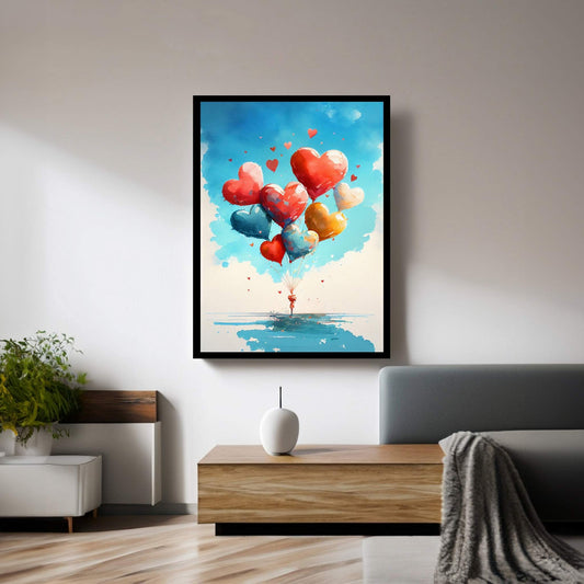 Love, Heart, Balloon, Woman Canvas Wall Art Home Decor - Y Canvas
