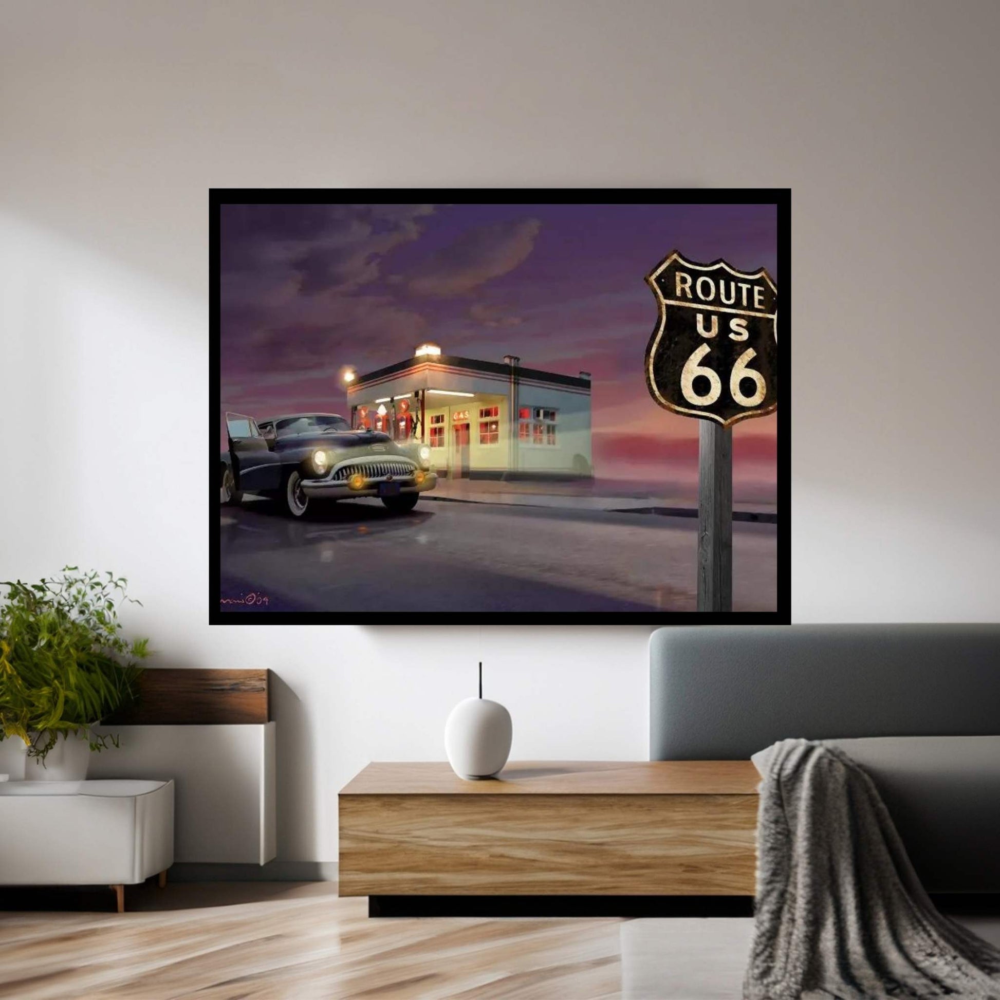 Route 66 Canvas Wall Art - Y Canvas