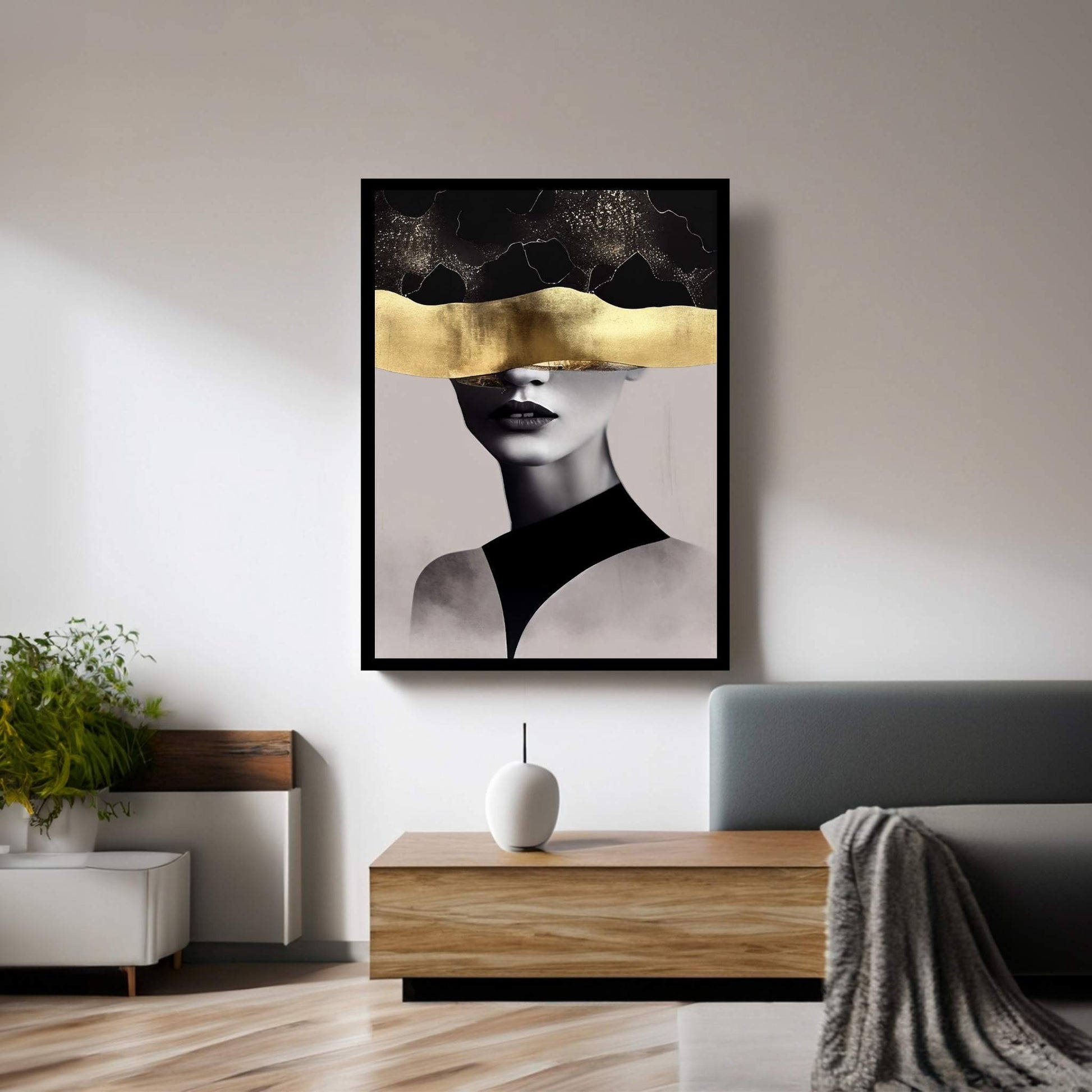 Modern Woman Gold Details Canvas Wall Art - Y Canvas