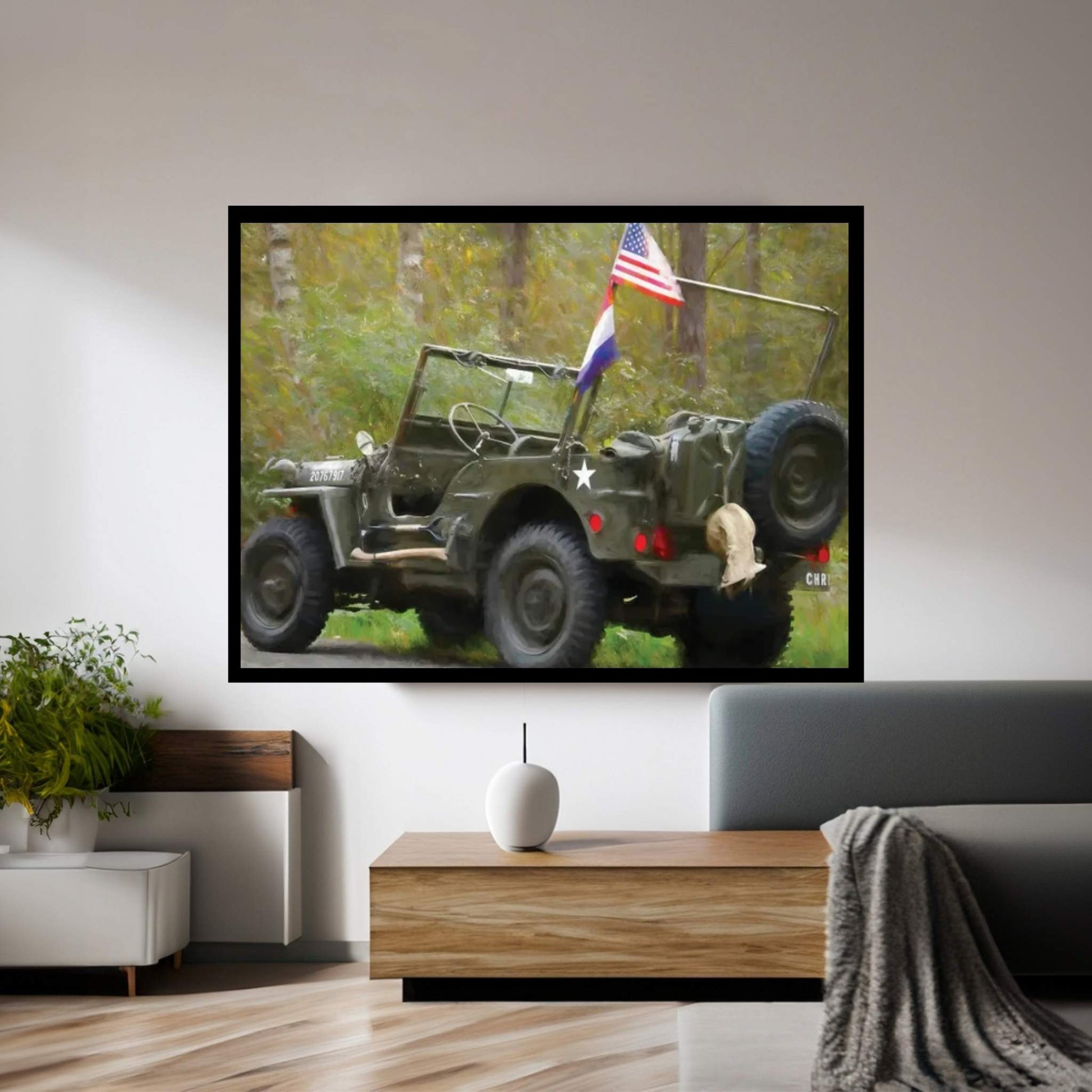 Jeep Willys In Watercolor Canvas Wall Art - Y Canvas