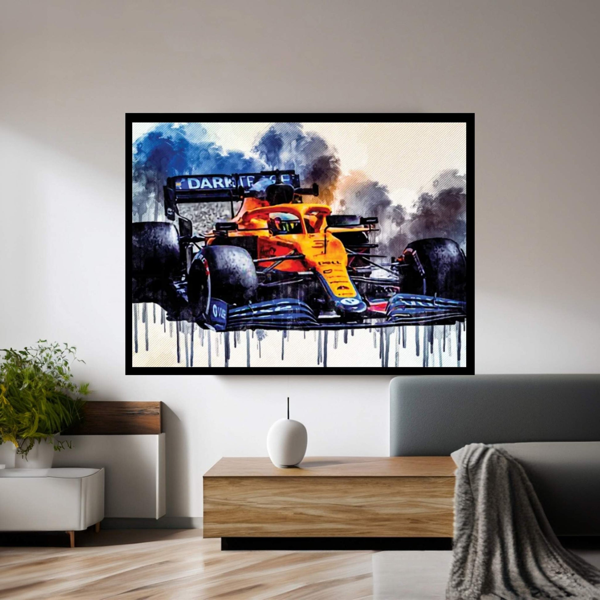 Daniel Ricciardo Mclaren Mcl35M On Track Raceway Formula 1 2021 F1 Cars Sportscars Canvas Wall Art - Y Canvas