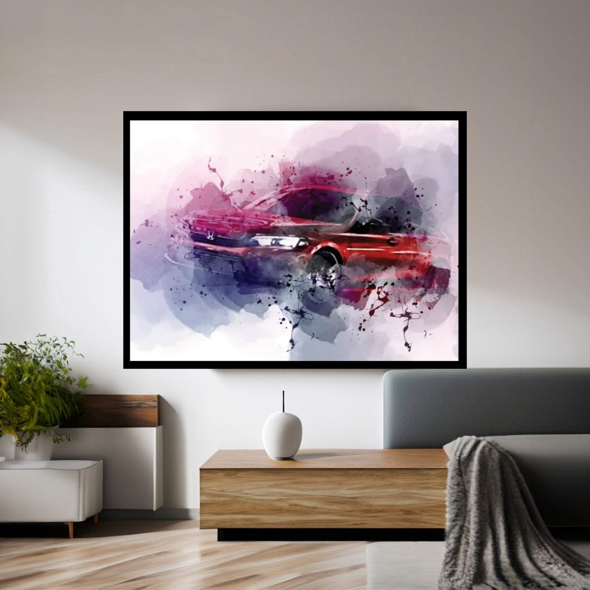Honda Civic 2022 Exterior Red Sedan Canvas Wall Art - Y Canvas