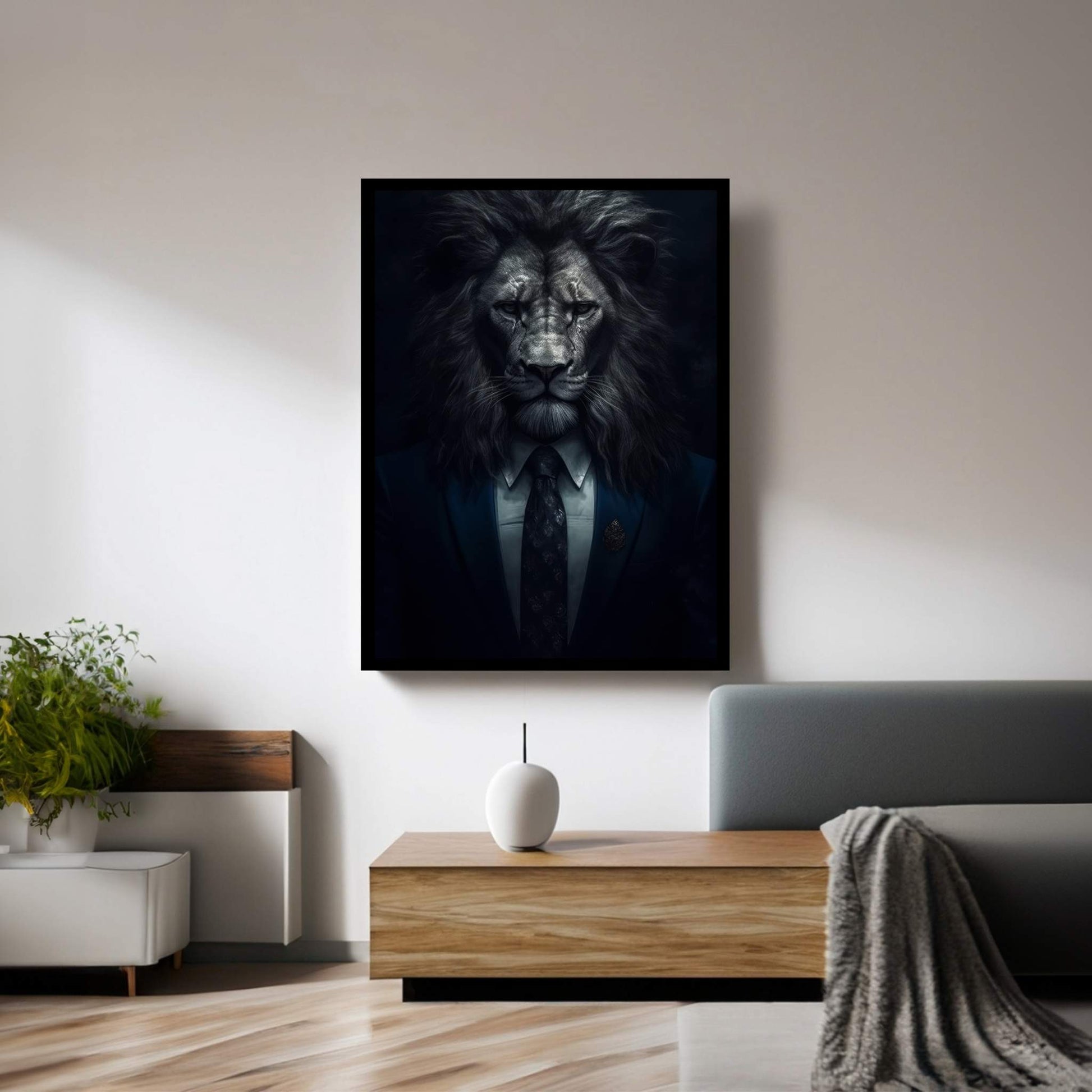 Businnes Lion Wall Art, Lion Canvas Art, Animal Wall Art - Y Canvas