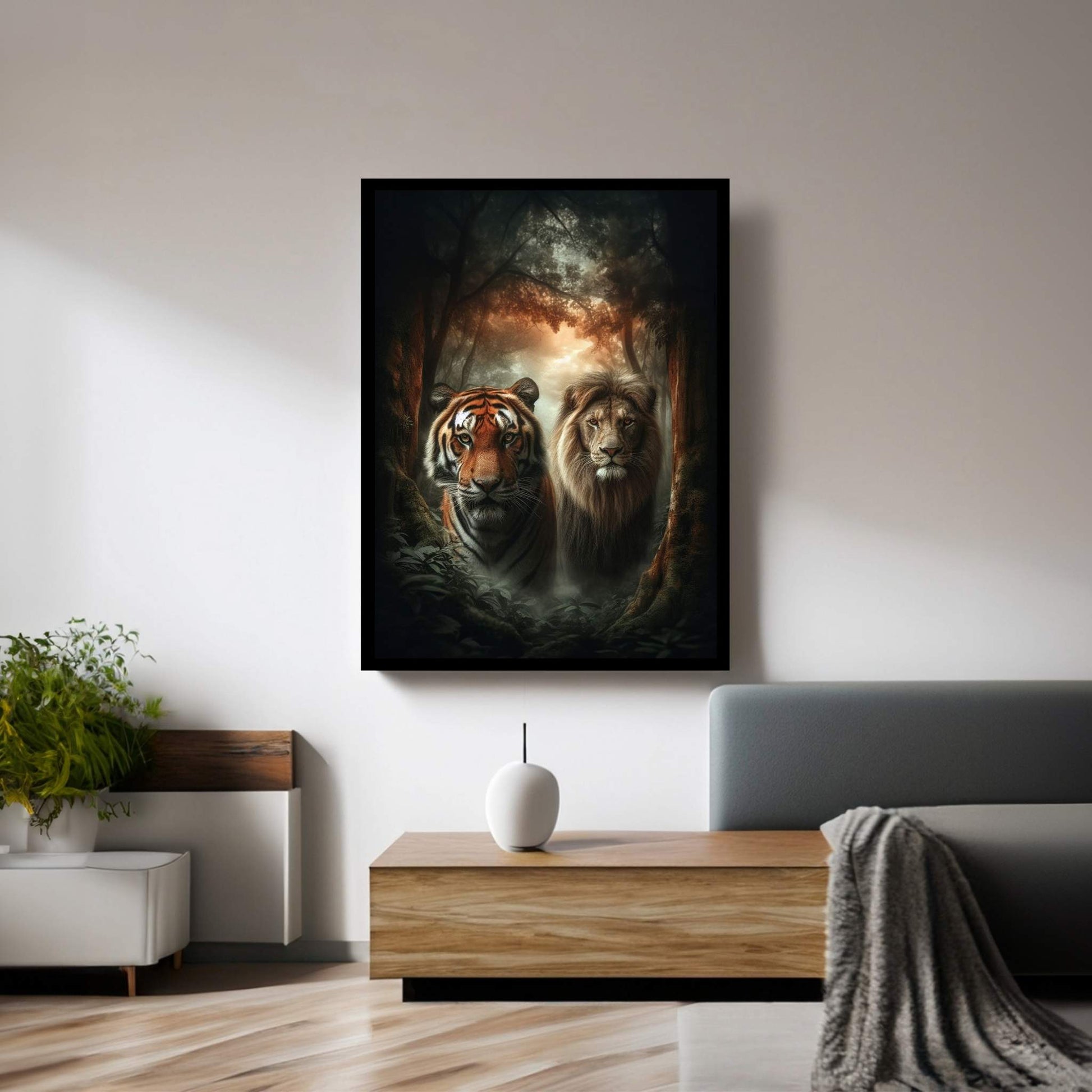 Lion Tiger Animal Canvas Wall Art Home Decor - Y Canvas