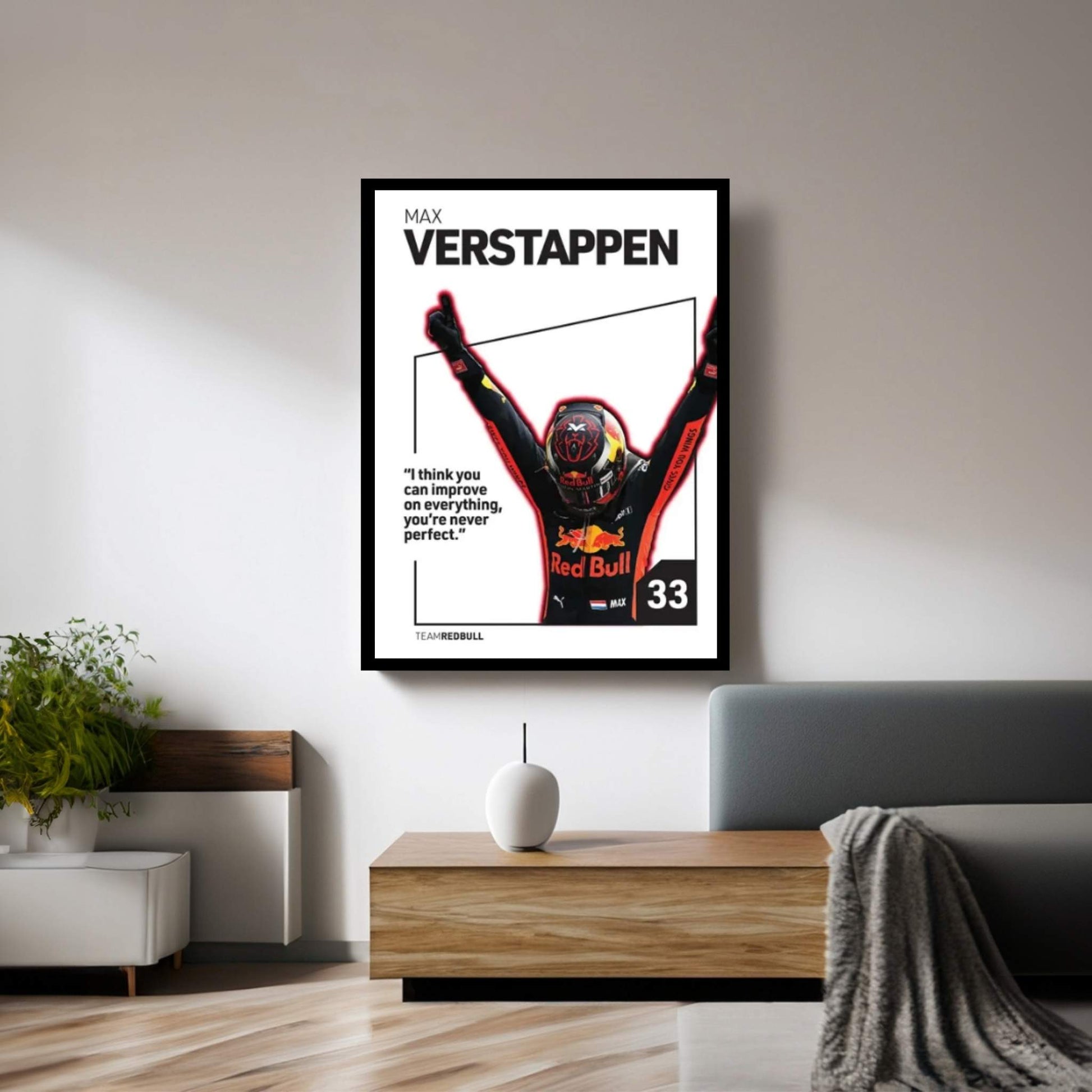 Max Verstappen (White) Canvas Wall Art - Y Canvas