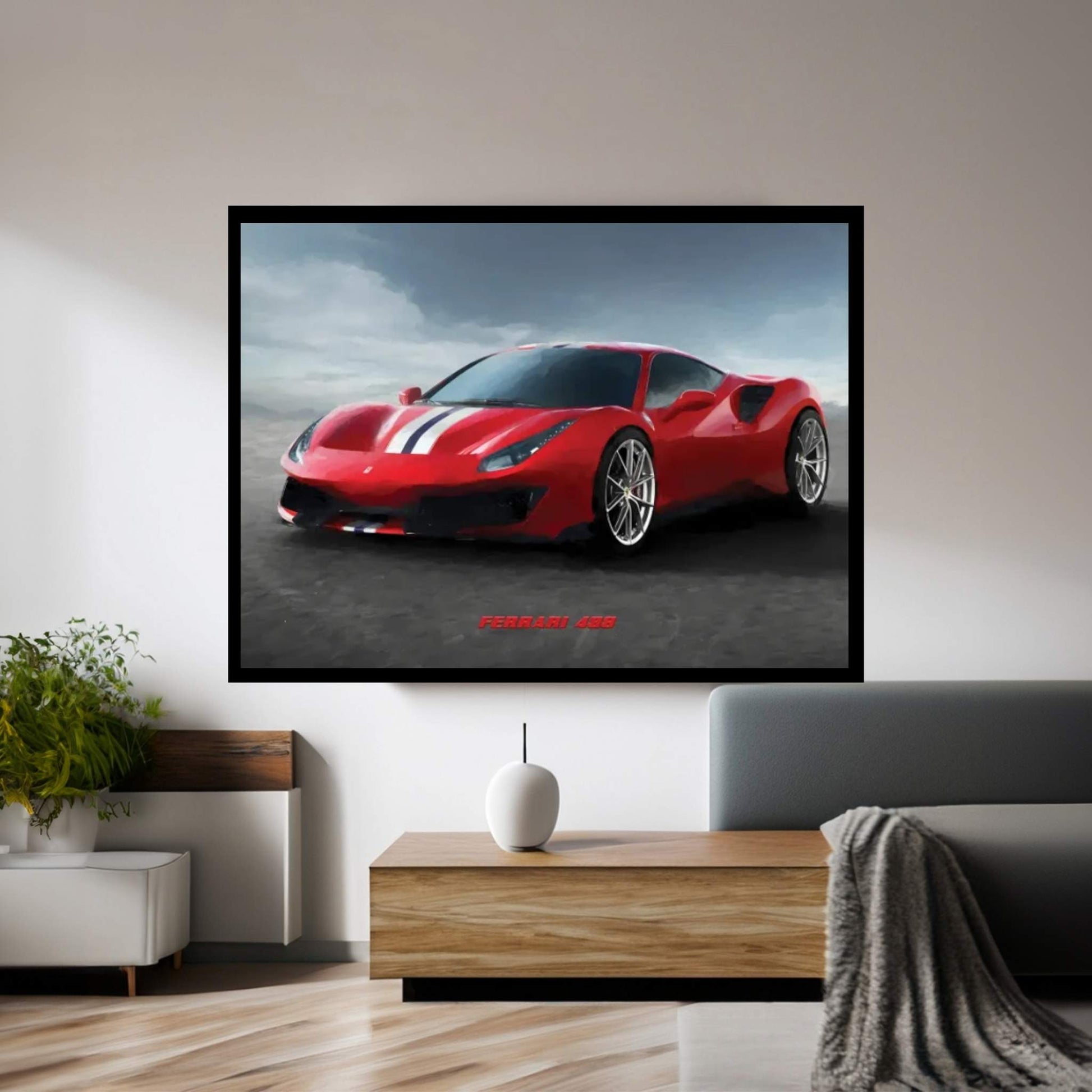Ferrari 488 V-2 In Watercolor Canvas Wall Art - Y Canvas