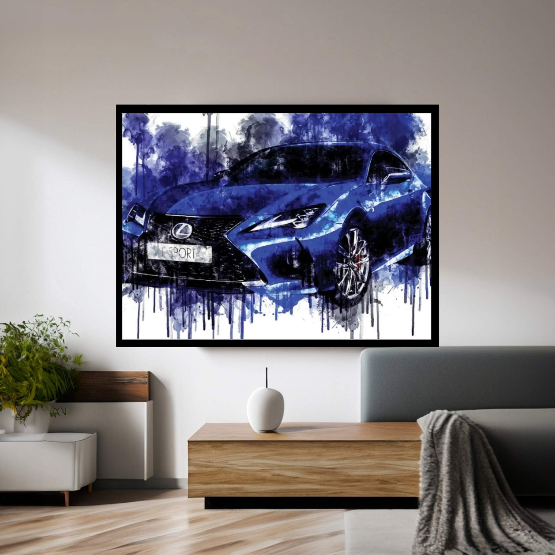 Car 2019 Lexus RC 350 F Sport Cars Watercolor Painting Colorful Art Canvas Wall Art - Y Canvas