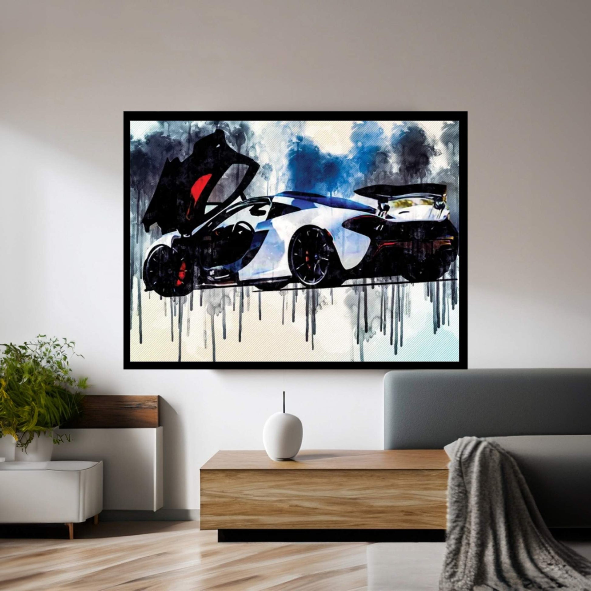 Mclaren P1 2020 Rear View Exterior White Supercar Hypercar British Sports Cars Canvas Wall Art - Y Canvas