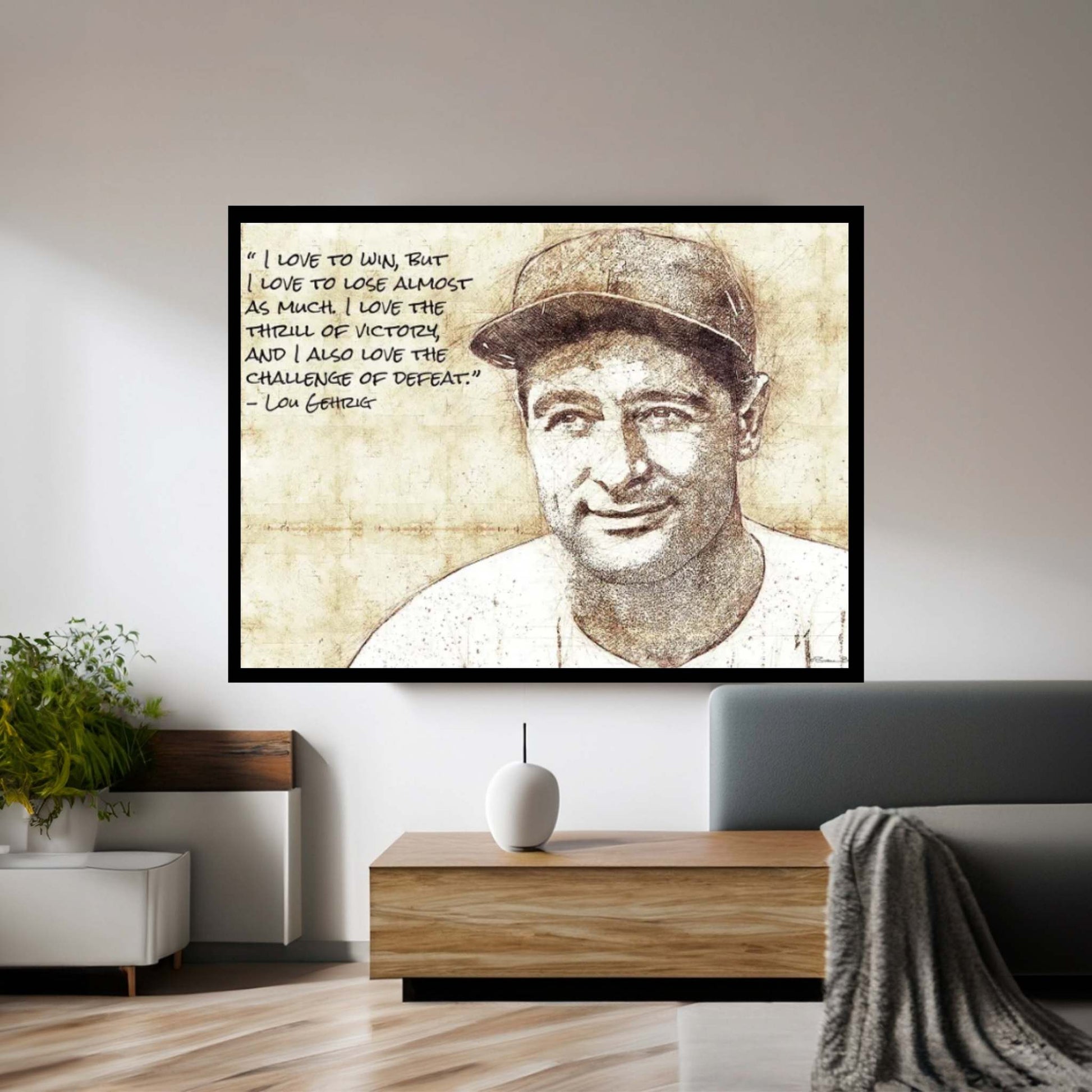 Lou Gehrig Sketch Canvas Wall Art - Y Canvas