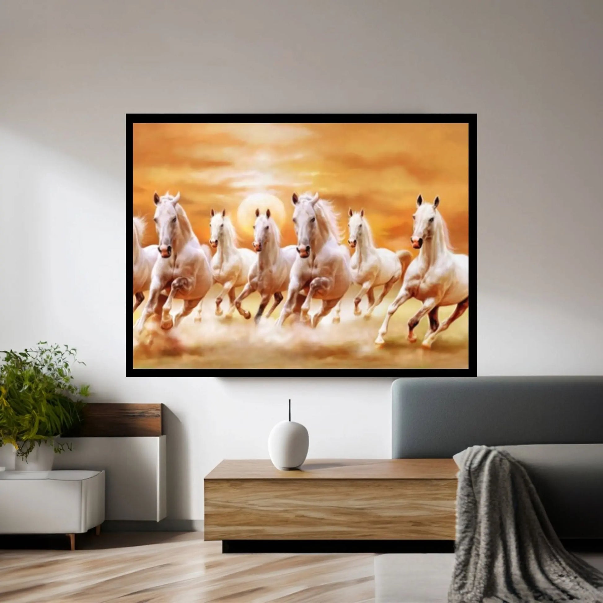 Large Running Horses Canvas Wall Art Print, Horse Poster Large Wall Art, Modern Trendy Wall Art Decor - Y Canvas