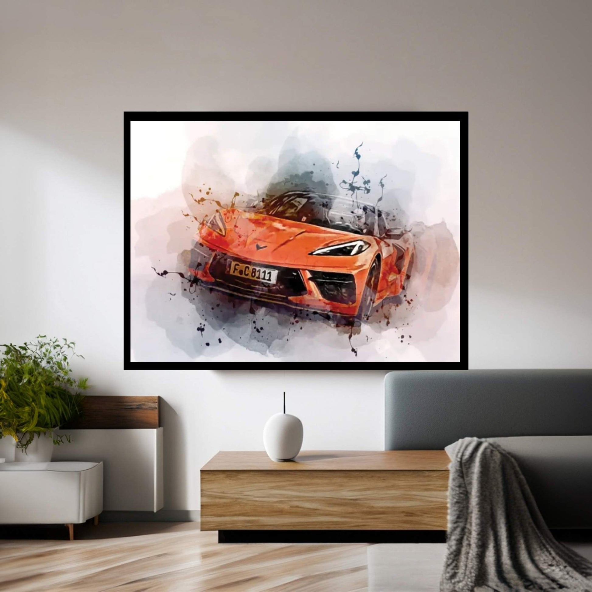 Chevrolet Corvette Stingray Convertible Road 2022 Canvas Wall Art - Y Canvas