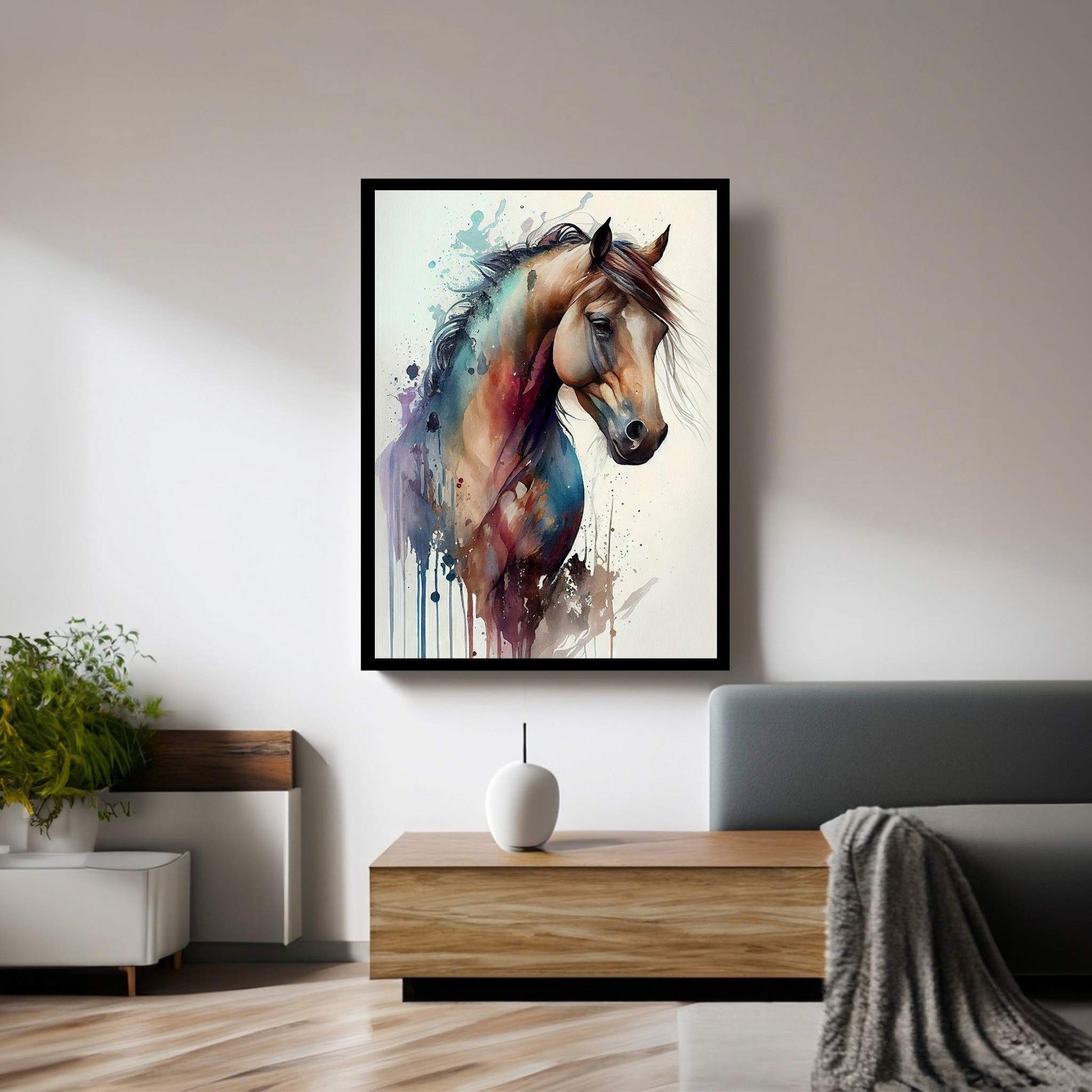 Colorful Horse Modern Abstract Animal Canvas Wall Art - Y Canvas