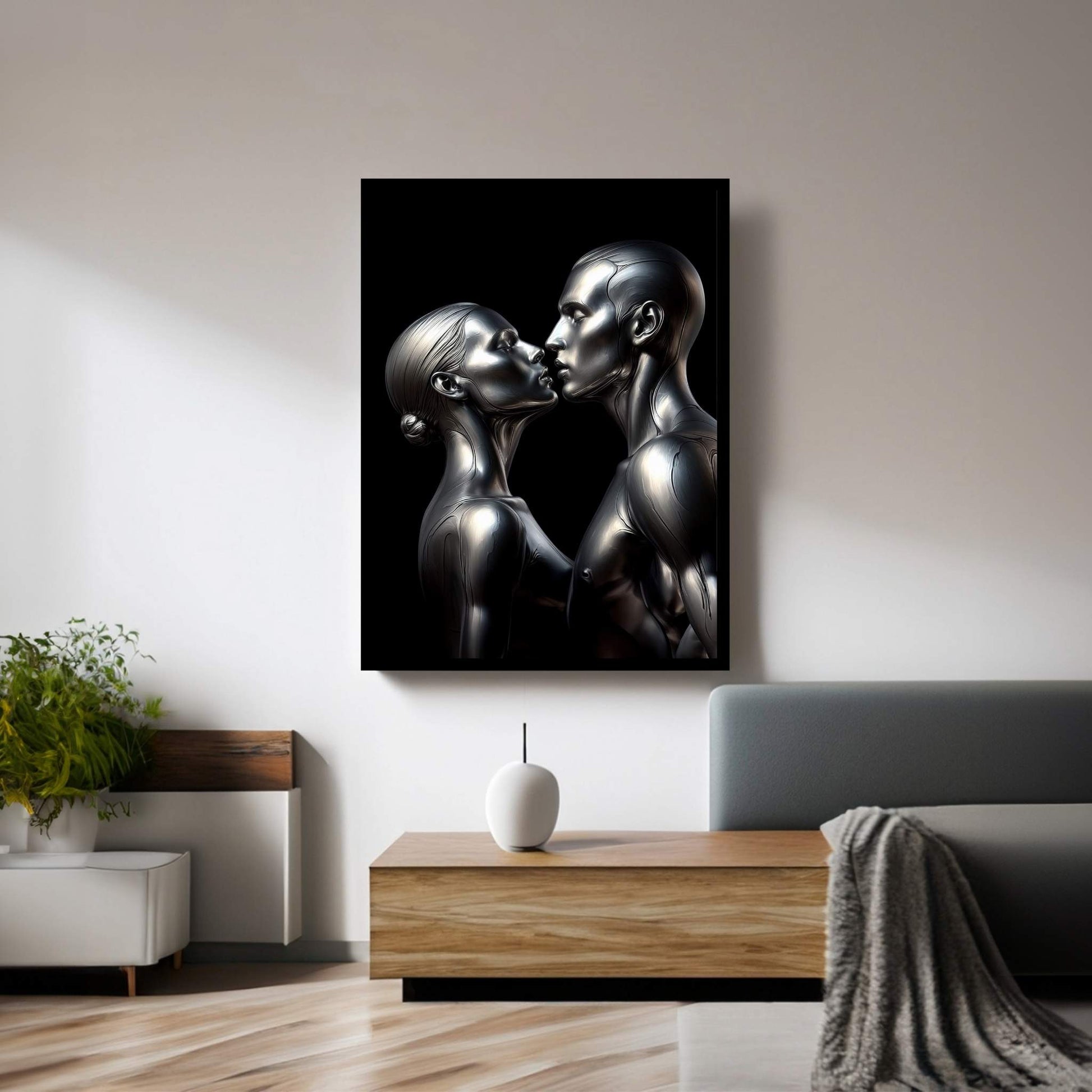 Metalic Love Couple Canvas Wall Art - Y Canvas
