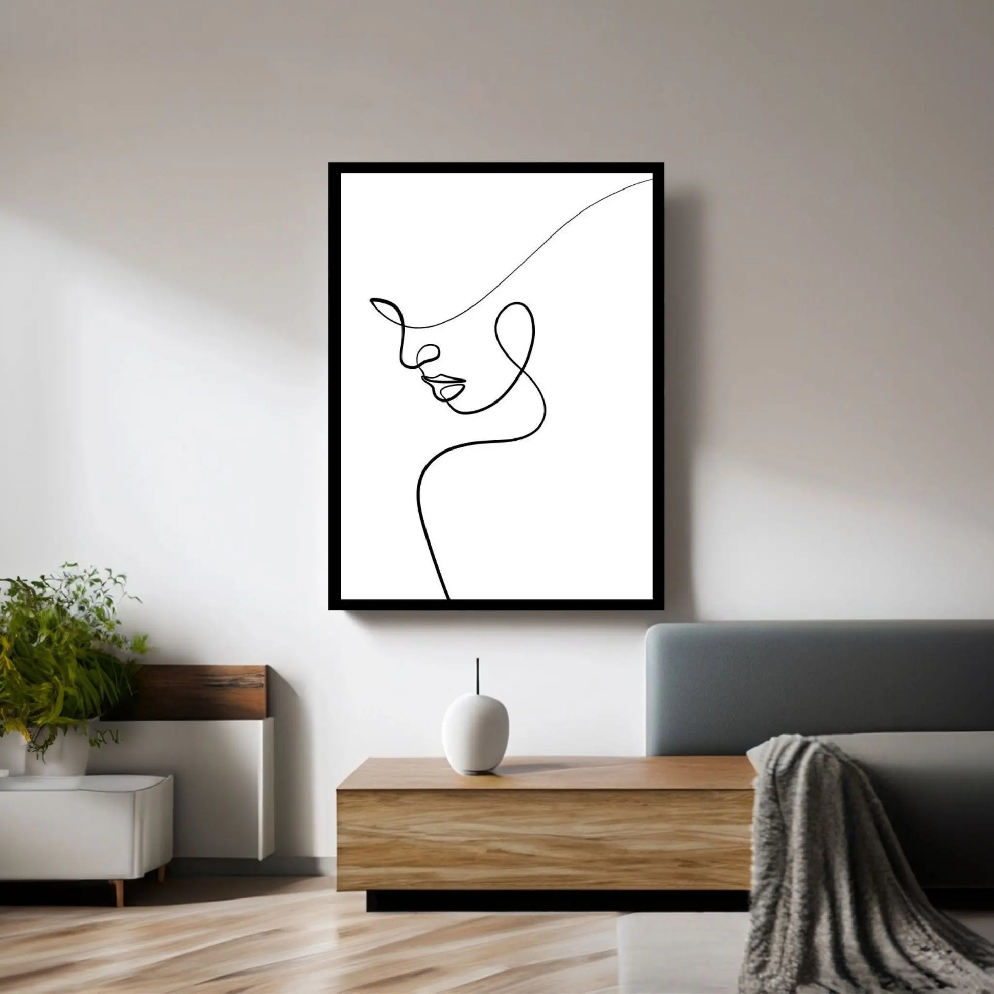 One Line Woman Canvas Wall Art - Y Canvas