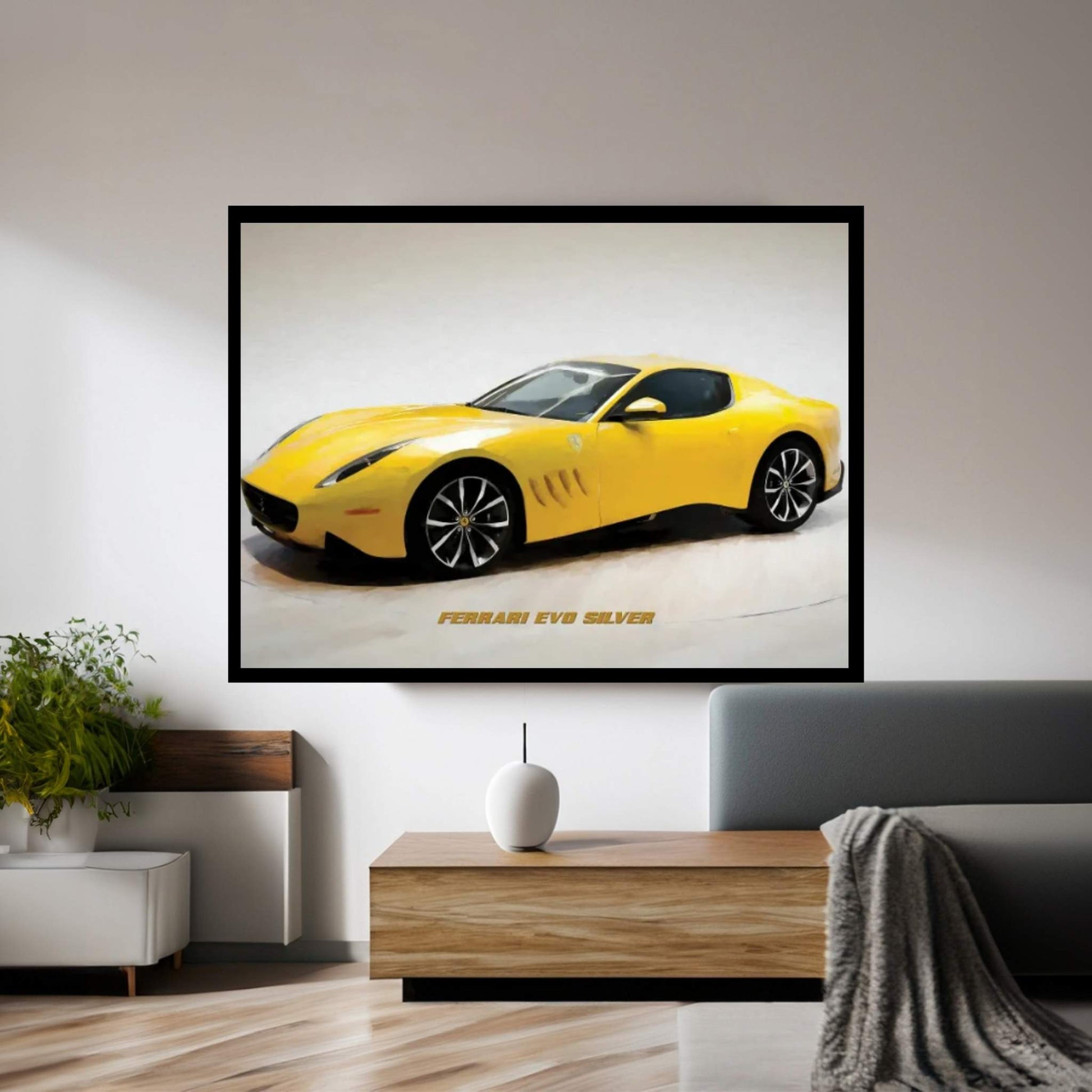 Ferrari Evo Silver In Watercolor Canvas Wall Art - Y Canvas