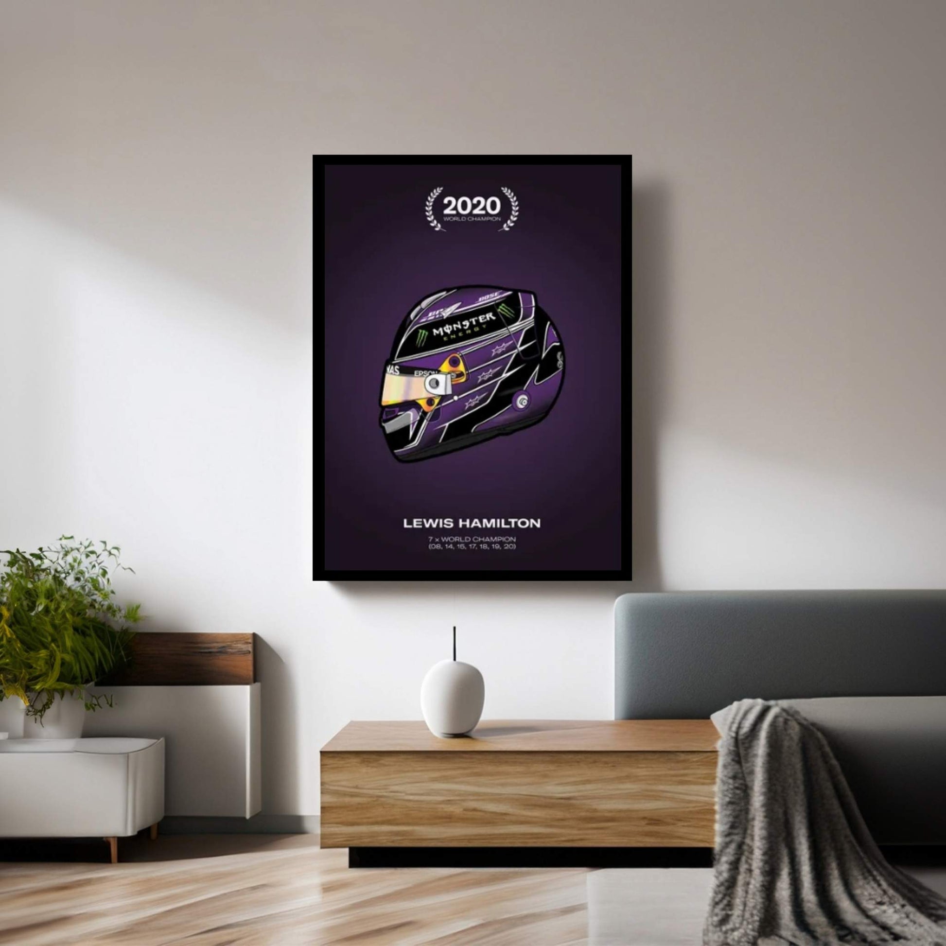 Lewis Hamilton Championship Helmet Canvas Wall Art - Y Canvas