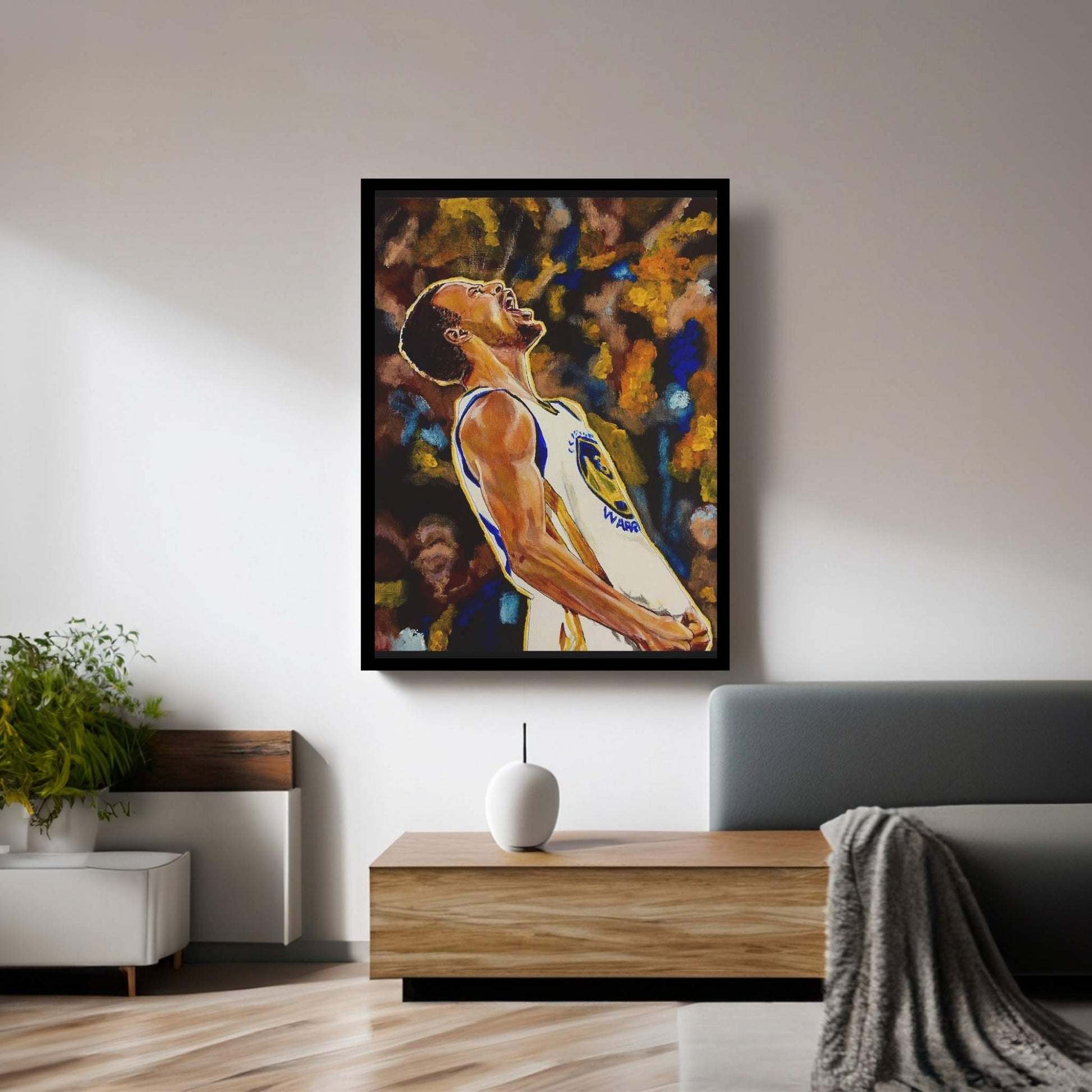 Steph Curry - Victory Canvas Wall Art - Y Canvas