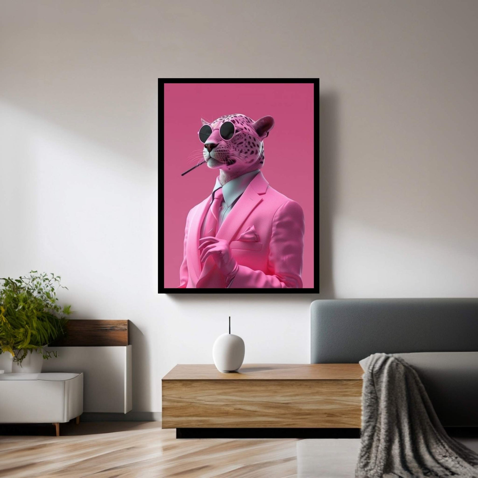 Smoking Pink Panther Canvas Wall Art - Y Canvas