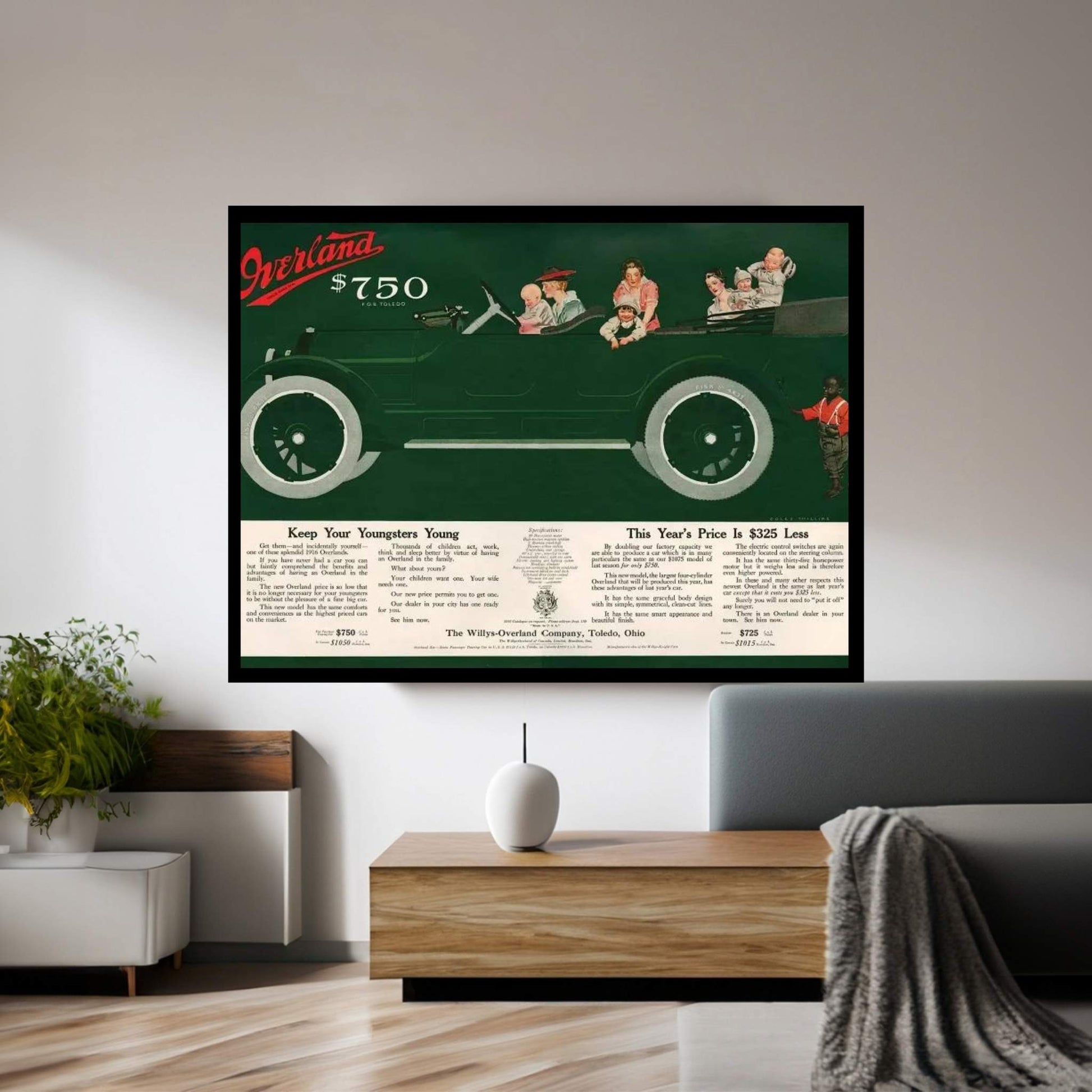 1915 Willys-Overland Magazine Advert Canvas Wall Art - Y Canvas