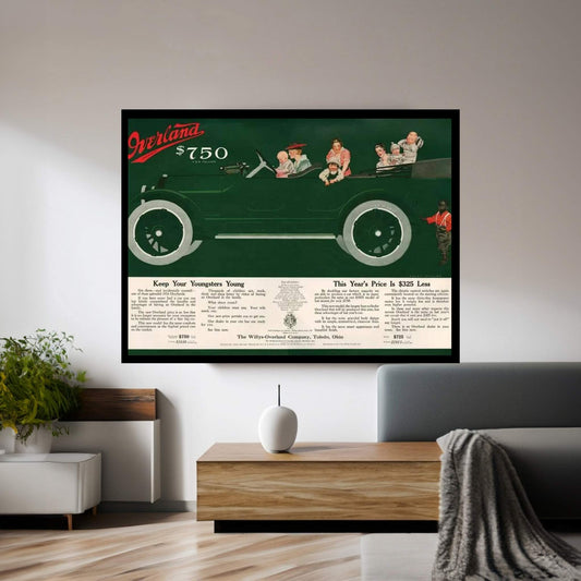 1915 Willys-Overland Magazine Advert Canvas Wall Art - Y Canvas