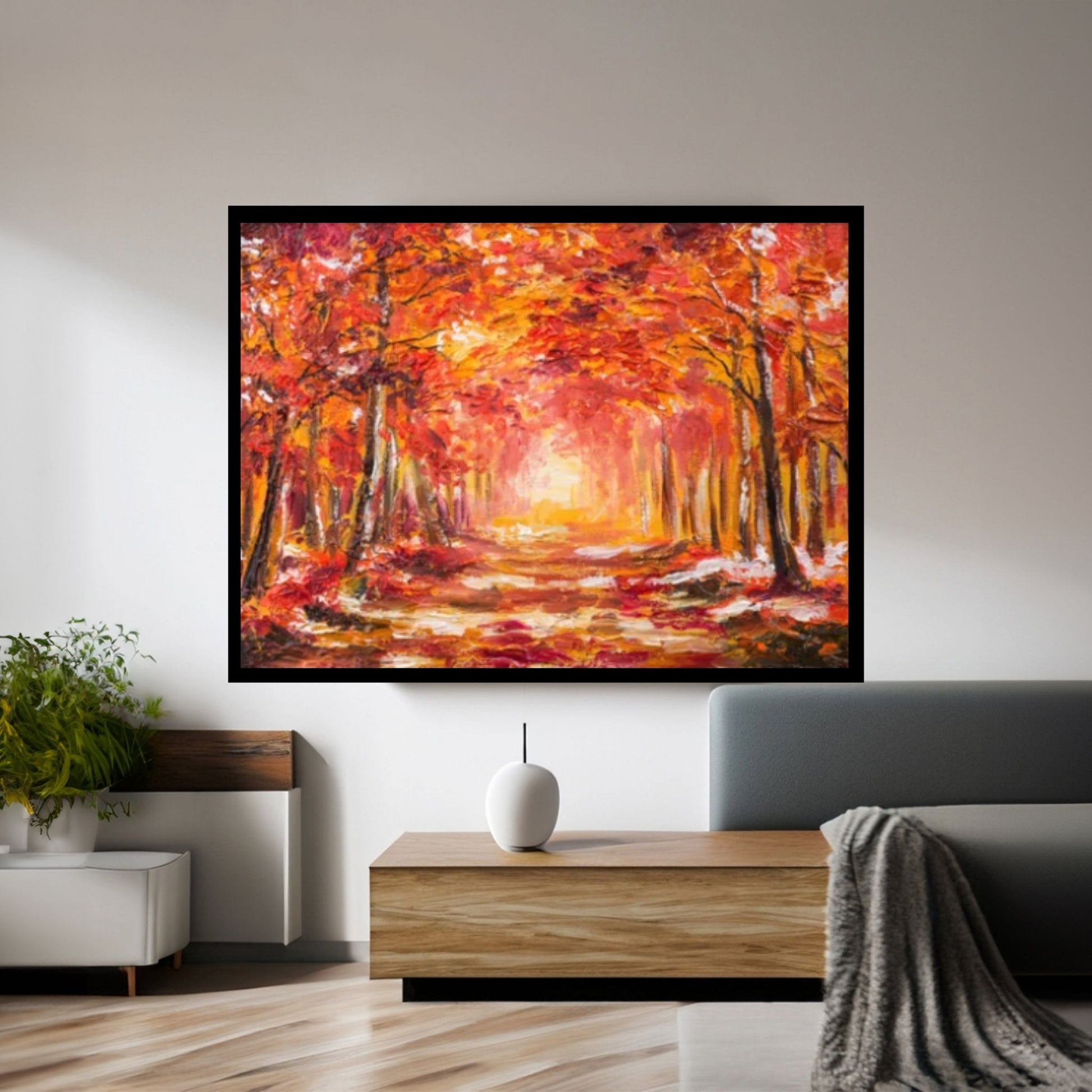 Oil painting landscape - colorful autumn forest Canvas Wall Art, Design Landscape Canvas Wall Art - Y Canvas