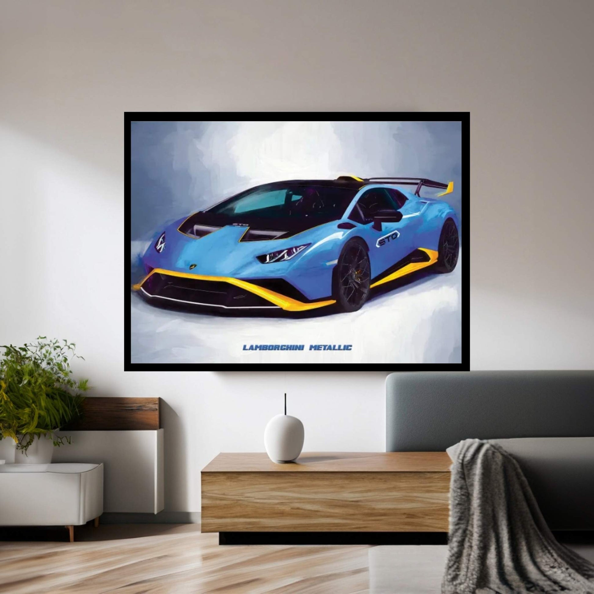 Lamborghini Metallic In Watercolor Canvas Wall Art - Y Canvas