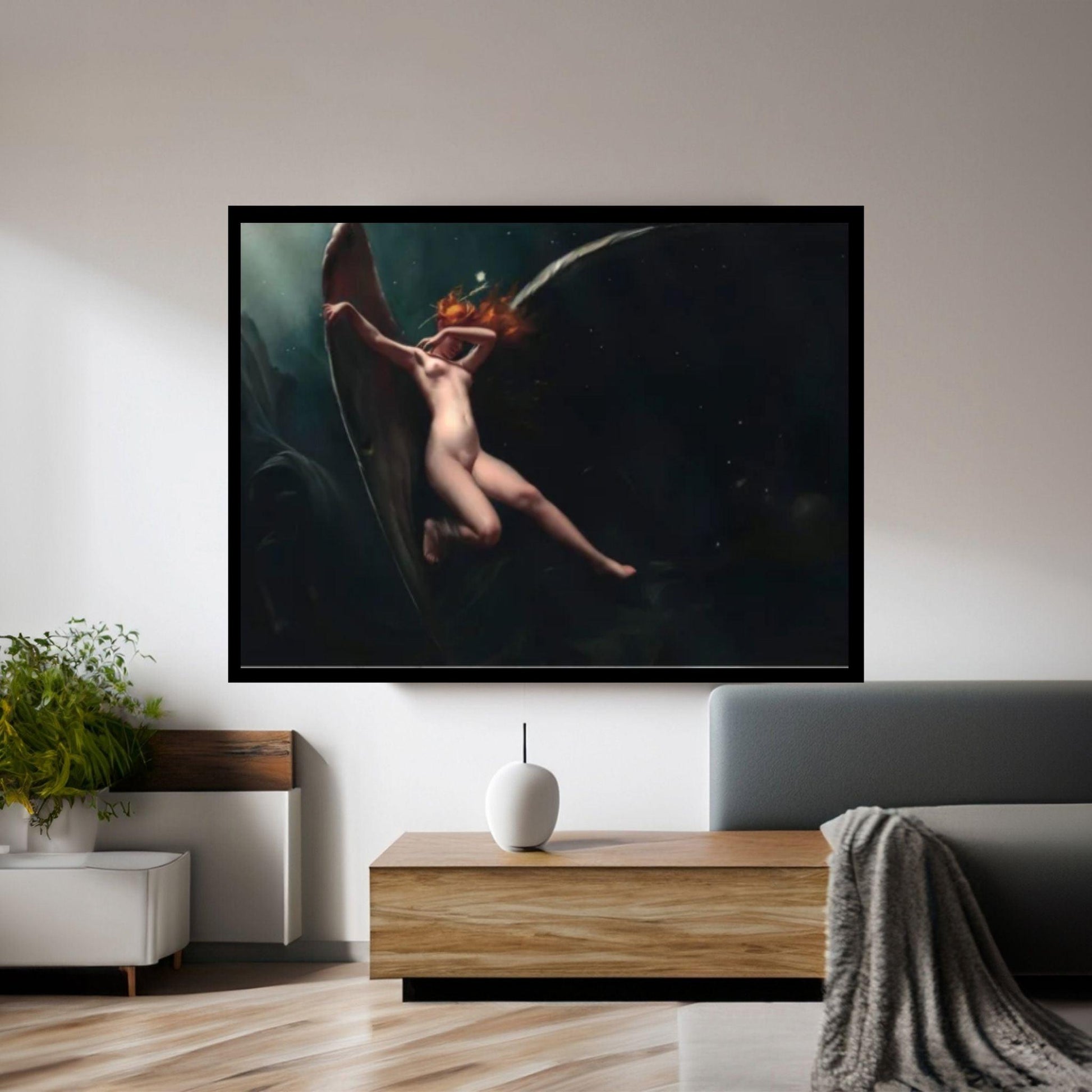 Large A Fairy Under Starry Skies -/ Floating Frame Option, Luis Ricardo Falero Print on Canvas Wall Art - Y Canvas