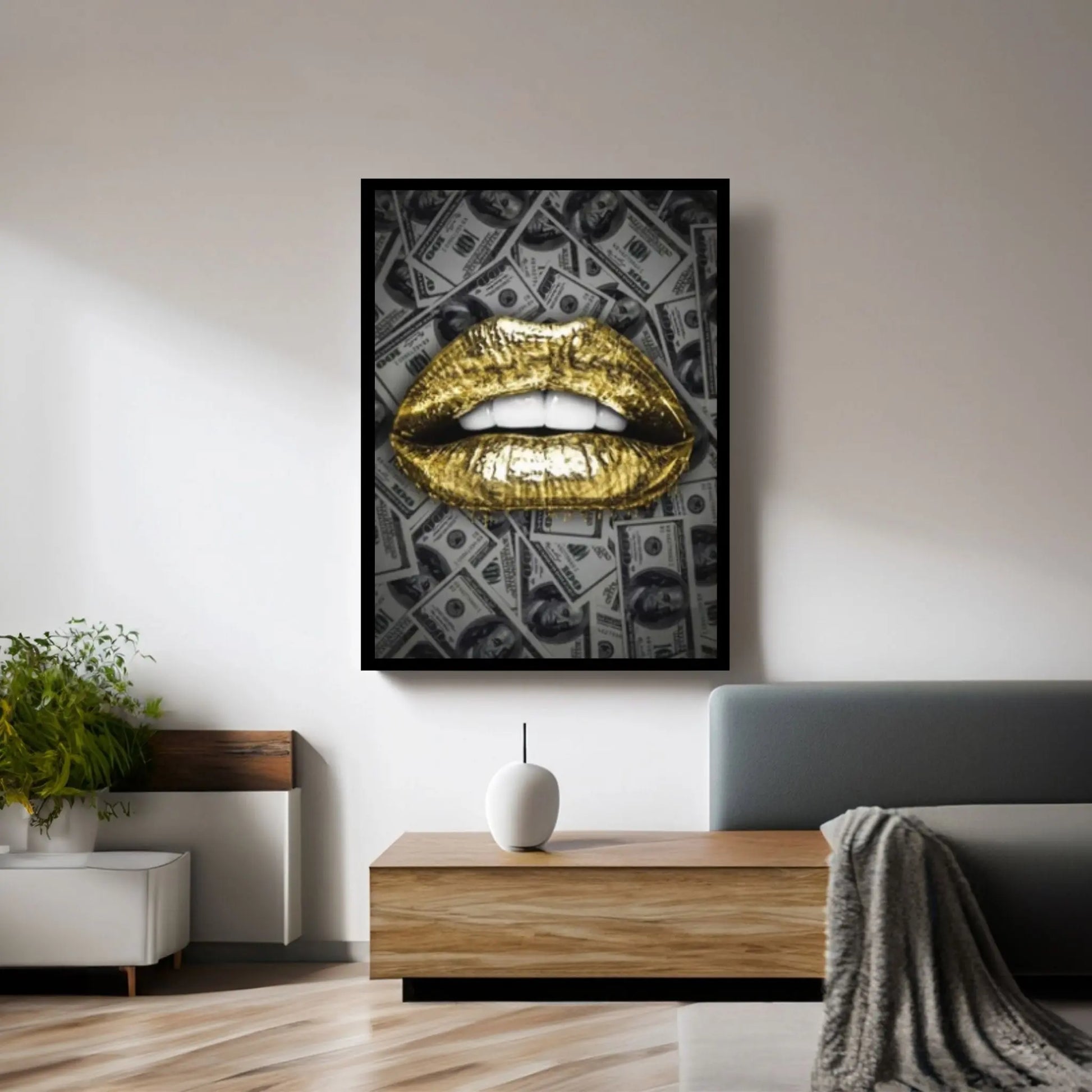 Sexy Lips Abstract Lips Dollar Background Canvas Wall Art Painting Modern Wall Art Nordic Pop Poster - Y Canvas