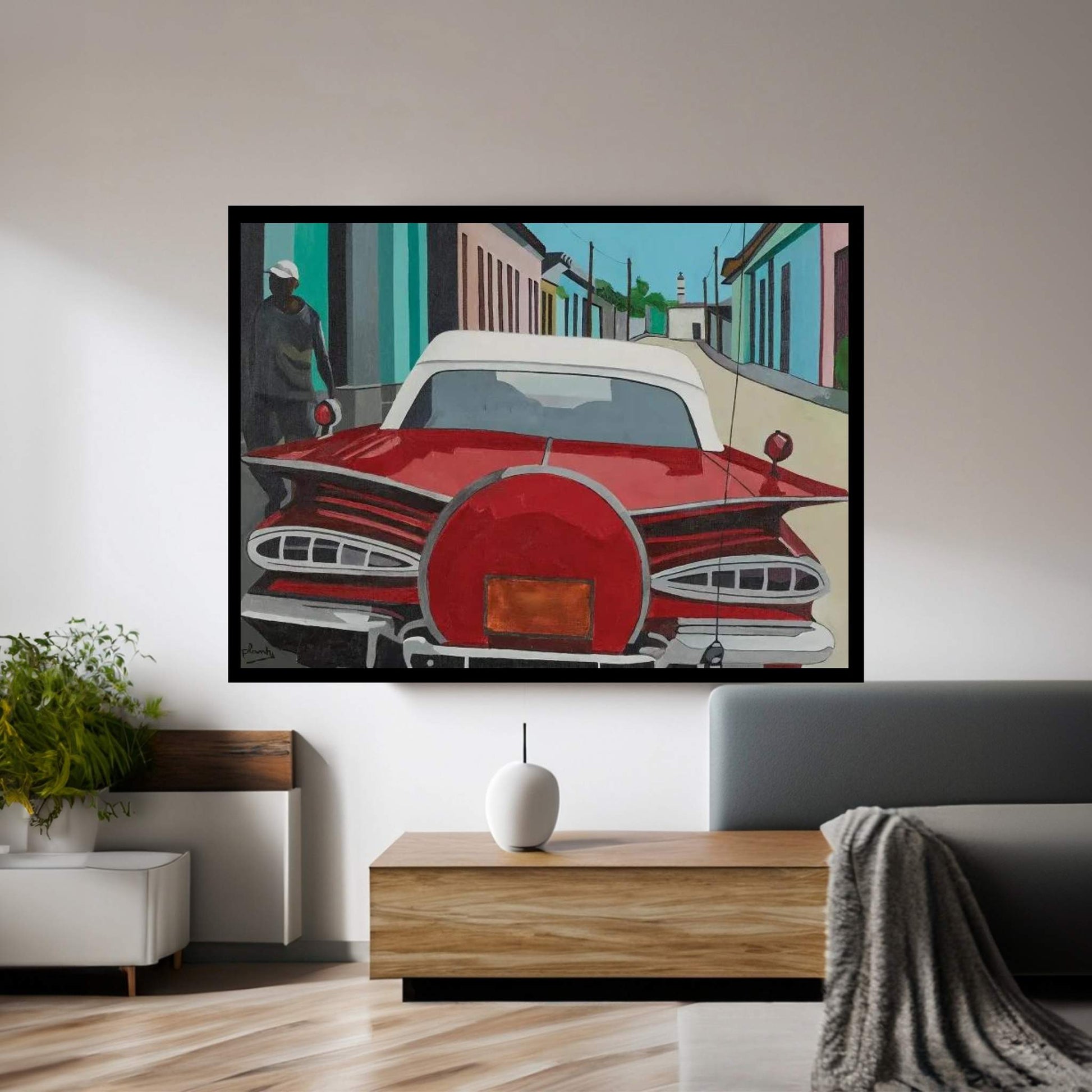 Red Car Canvas Wall Art - Y Canvas