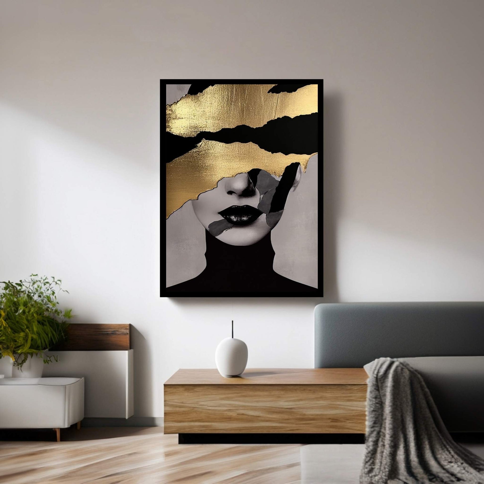 Modern Woman Gold Details Canvas Wall Art - Y Canvas