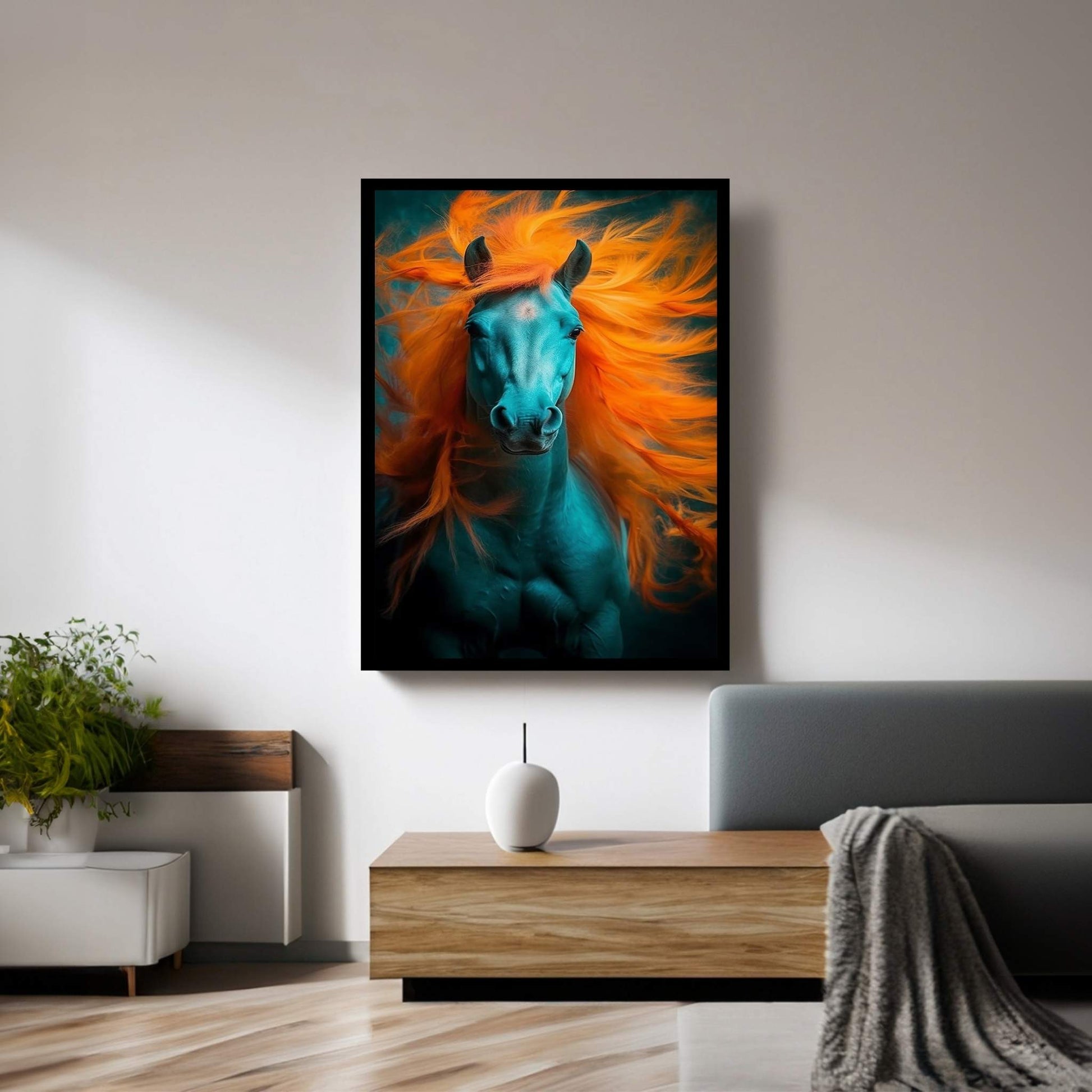 Beautiful White Horse Canvas Wall Art , Animal Wall Art - Y Canvas