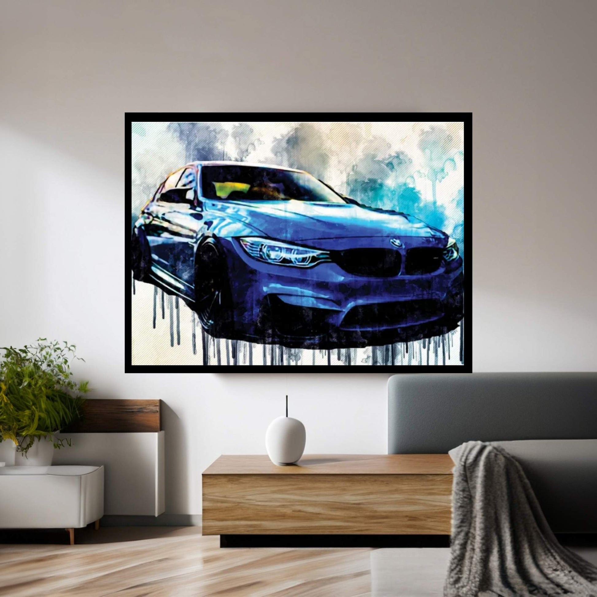 Bmw M3 2018 Front View Luxury Tuning New Blue M3 F80 Tuning Canvas Wall Art - Y Canvas