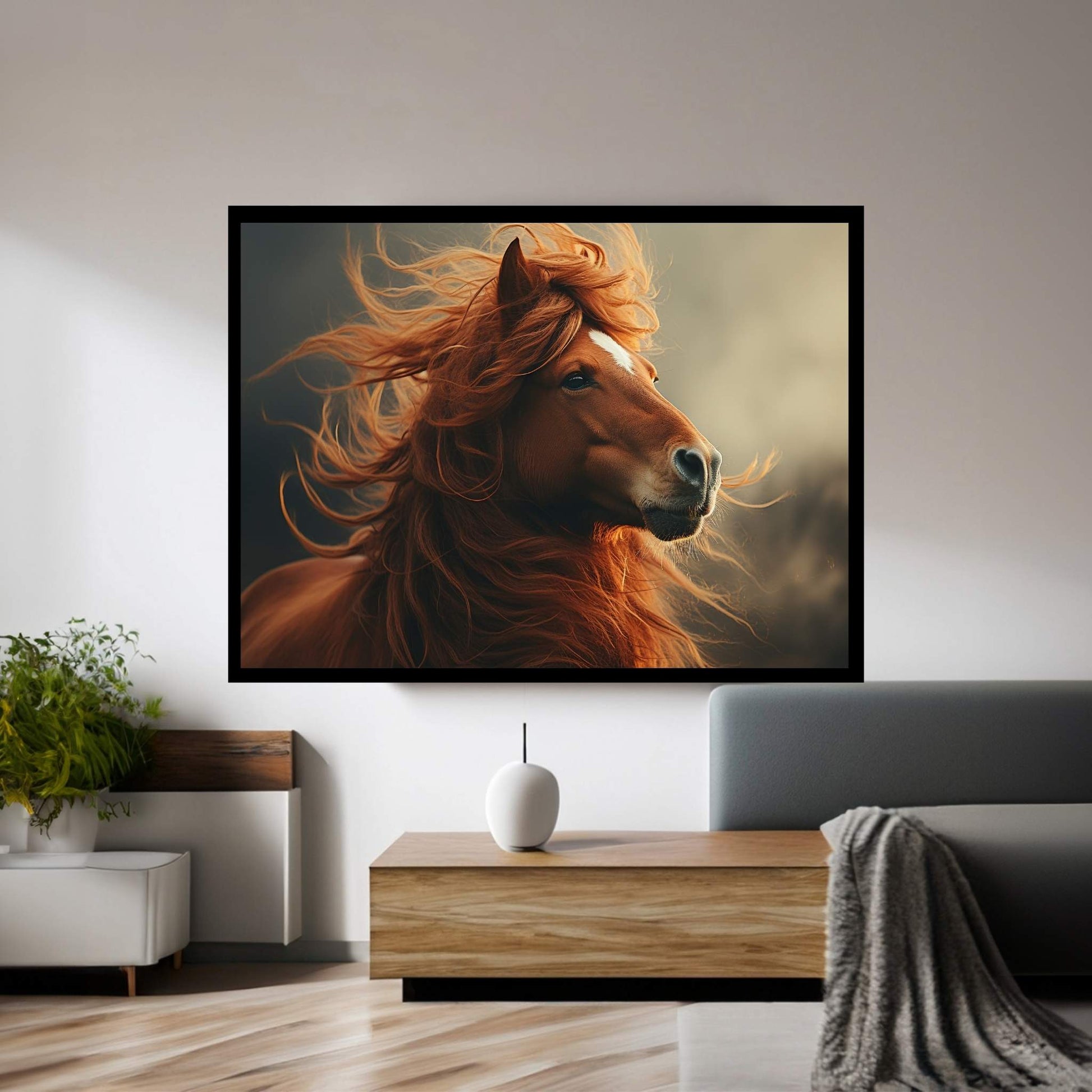Beautiful Brown Horse Canvas Wall Art , Animal Wall Art - Y Canvas