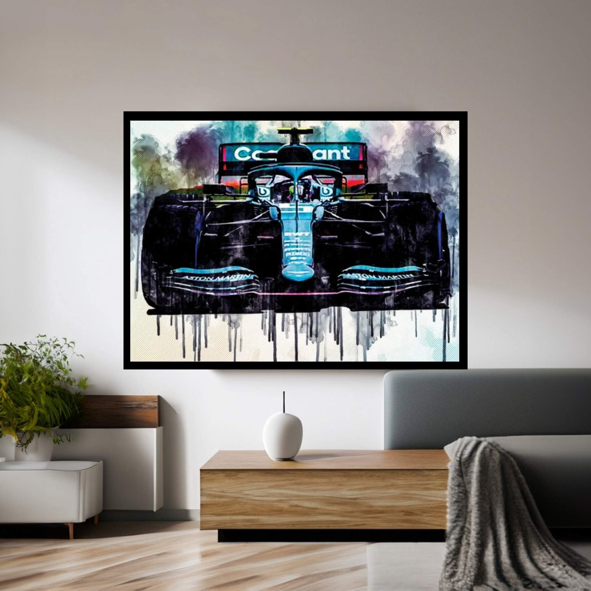 Sebastian Vettel 2021 Aston Martin Amr21 Aston Martin F1 Team German Racing Drivers Formula 1 Canvas Wall Art - Y Canvas