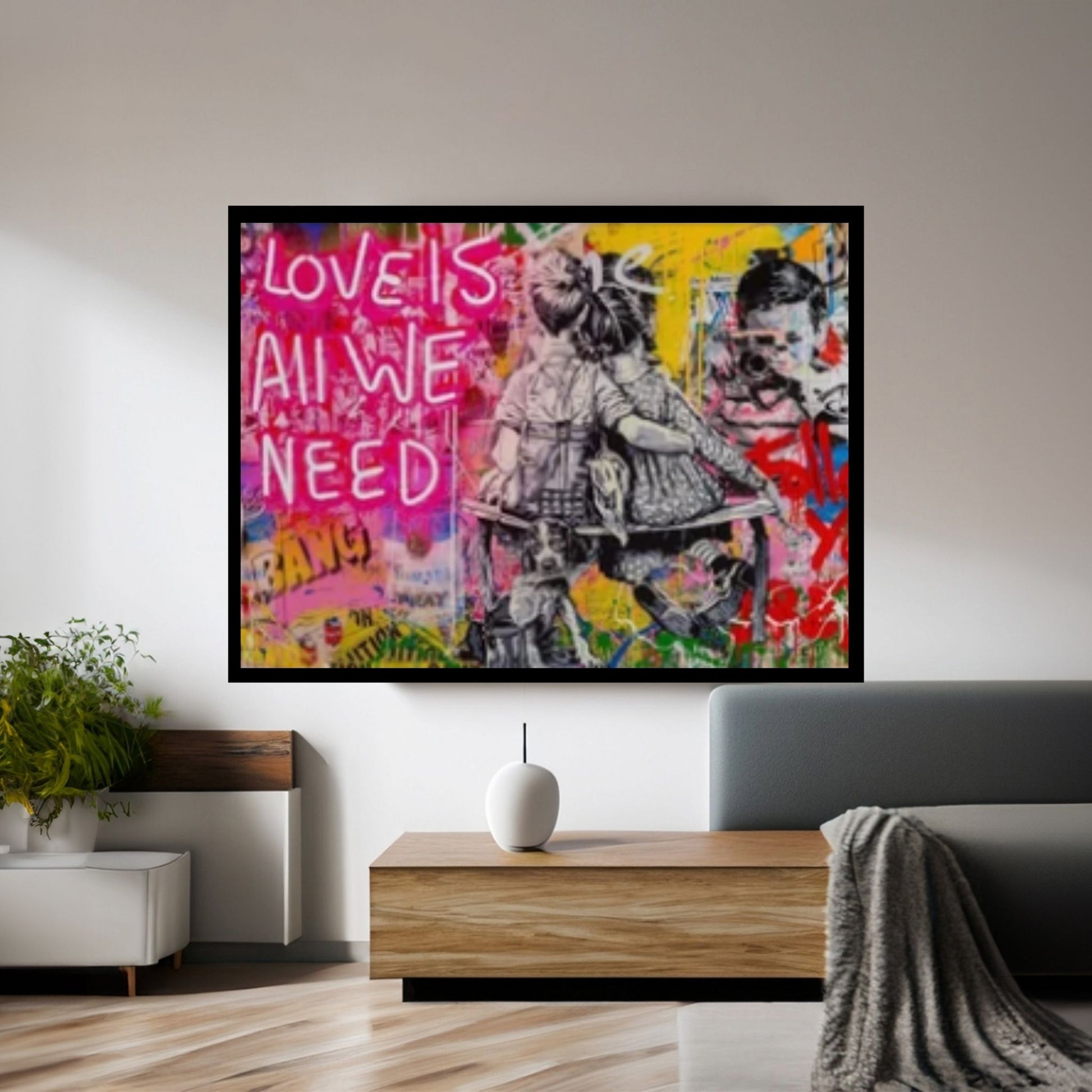 Banksy Art Love is All We Need Canvas Art / Banksy Art Love is All We Need Wall Art - Y Canvas
