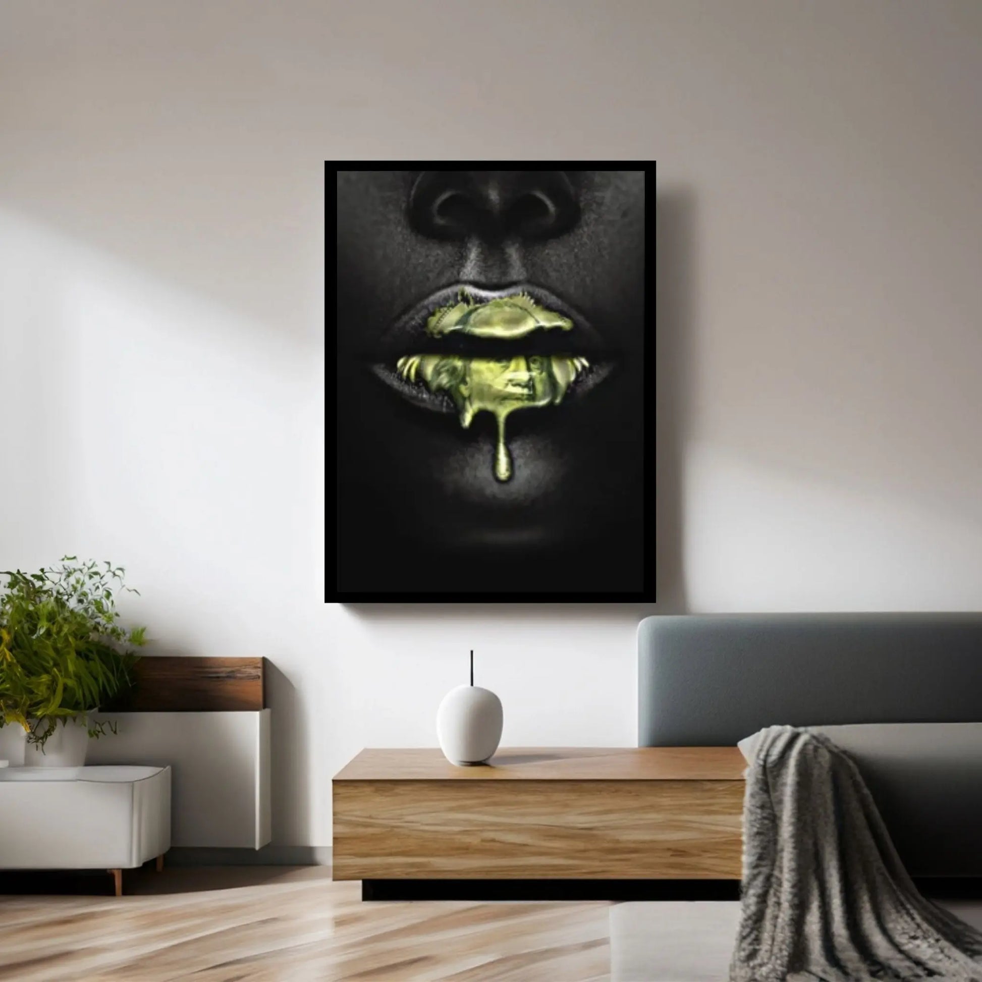 Home Decor Money Lipstick HD Print Sexy African Woman Paintings Picture Wall Art Nordic Modular Canvas Poster - Y Canvas