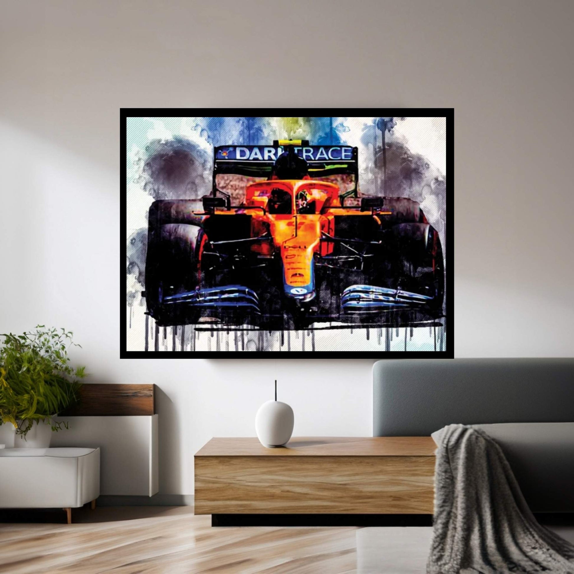 Lando Norris Raceway Mclaren Mcl35M On Track Formula 1 2021 F1 Cars Sportscars Canvas Wall Art - Y Canvas