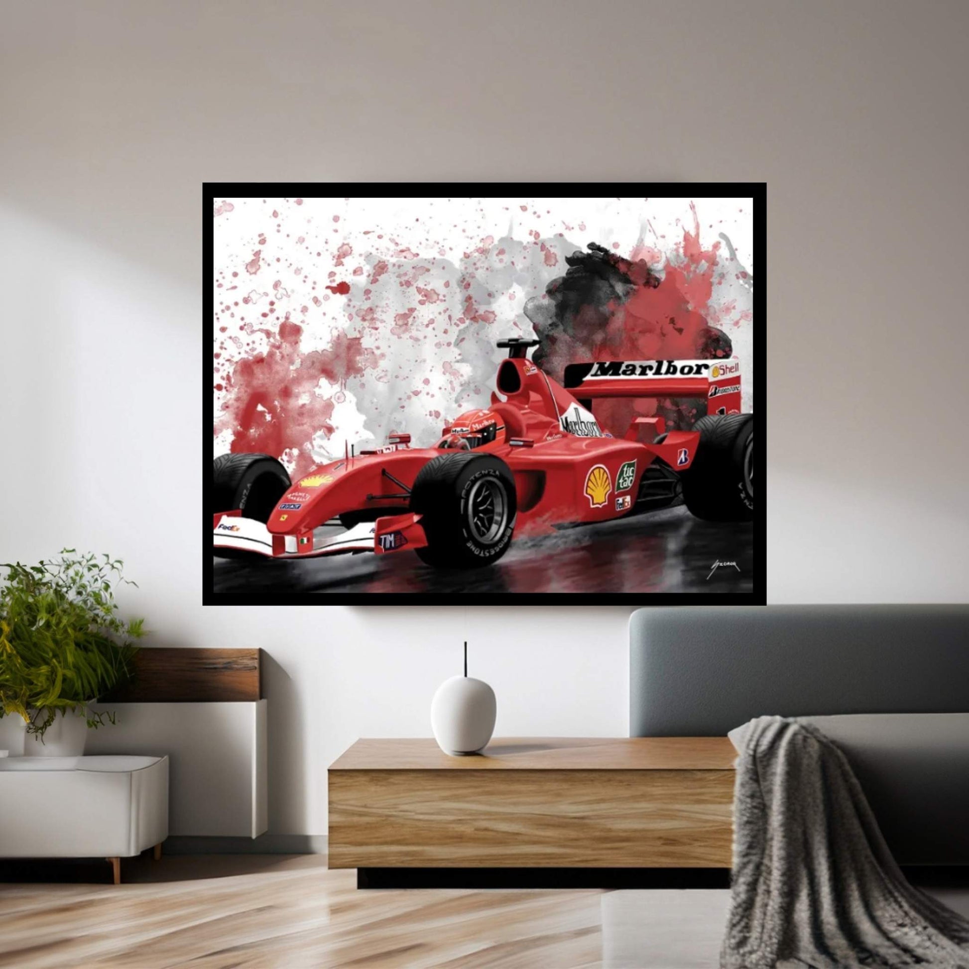 Schumacher's Racecar Canvas Wall Art - Y Canvas