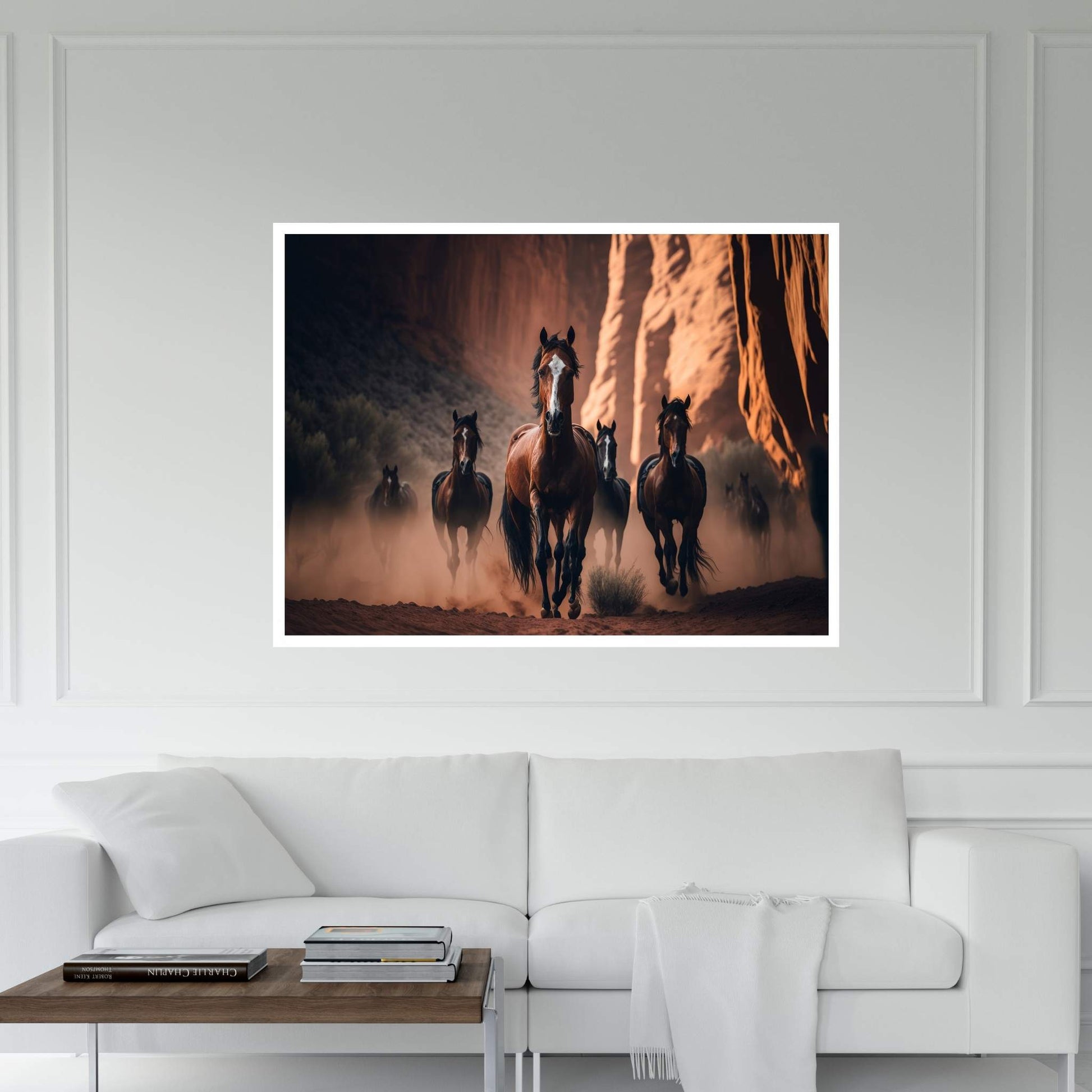 Running Brown Horses,Horse Canvas Wall Art - Y Canvas