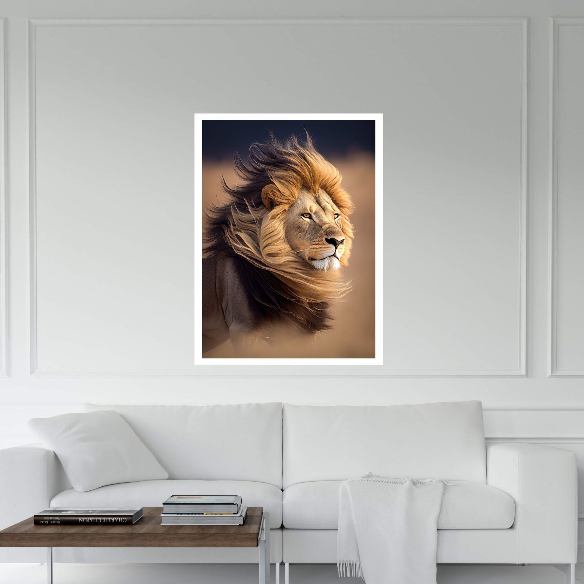 Lion Portrait , Animal Lion Canvas Wall Art Print - Y Canvas