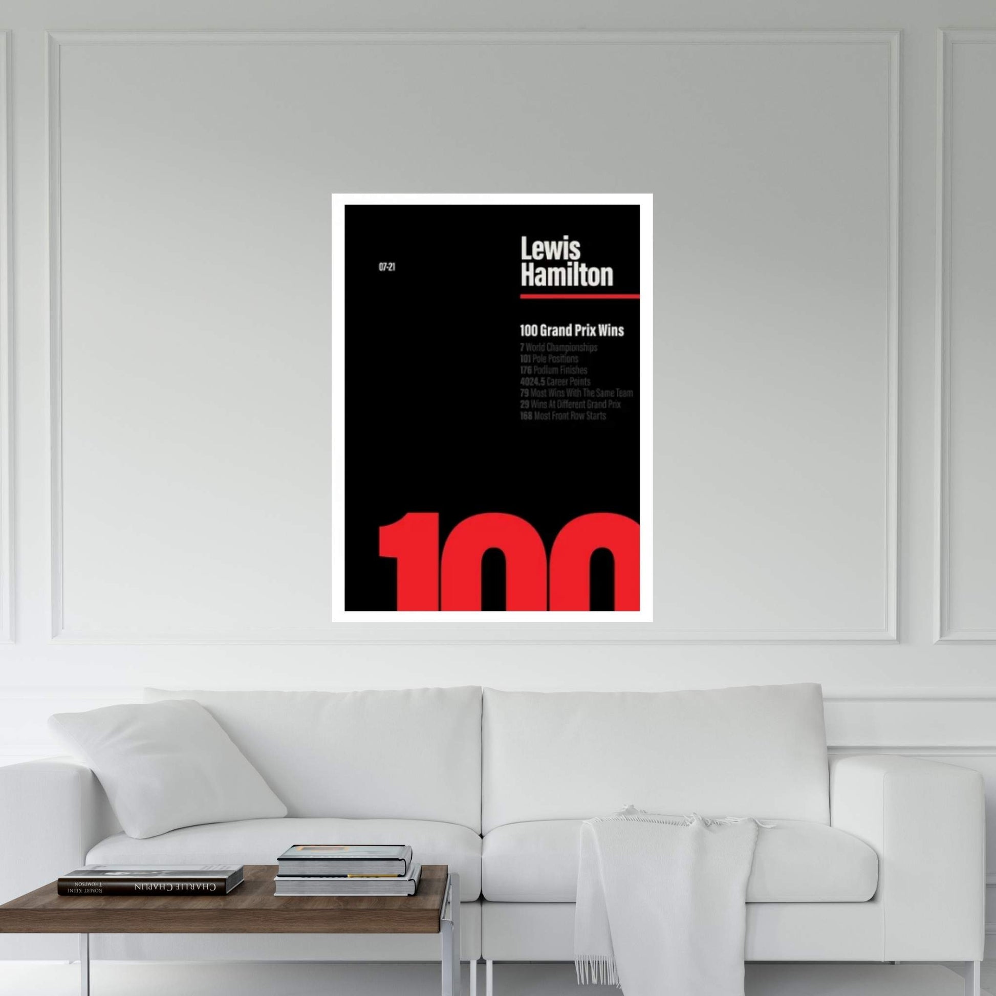 Lewis Hamilton 100 Wins (Red/Black) Canvas Wall Art - Y Canvas
