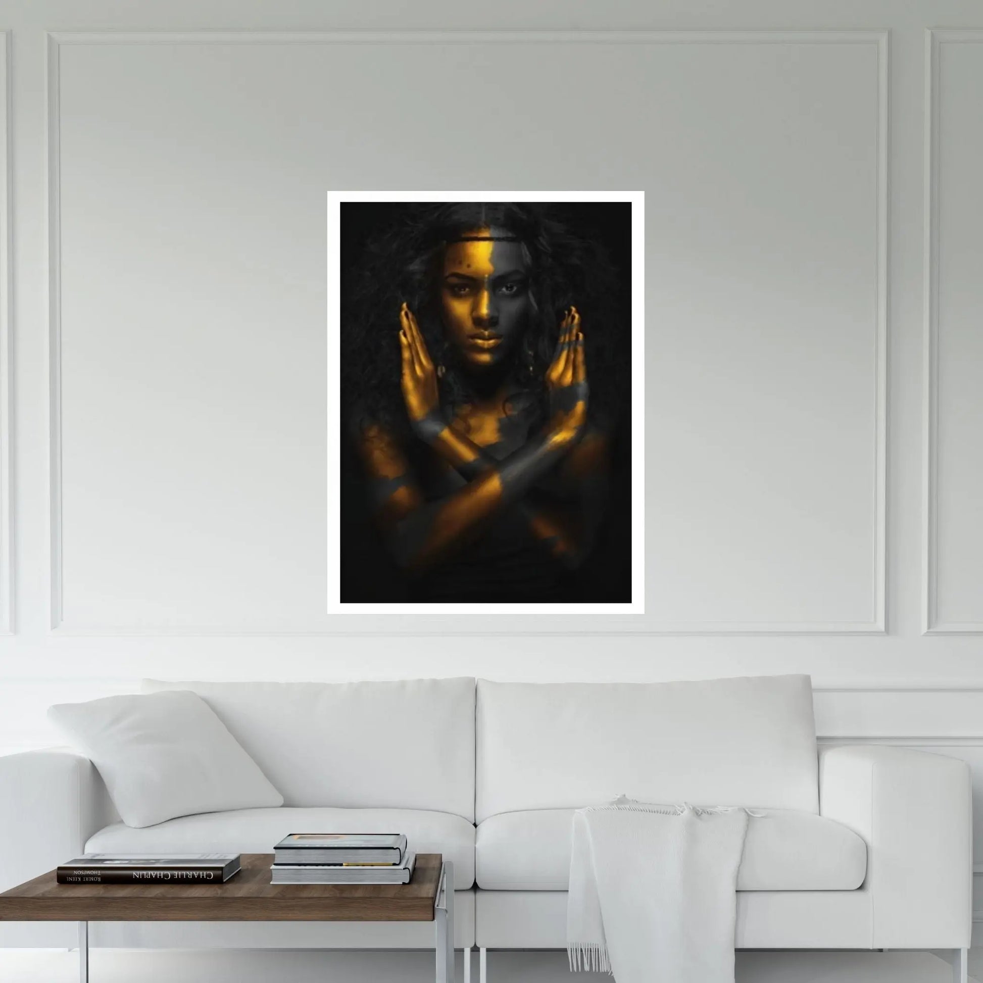 Black and Gold African Nude Woman Indian Oil Painting on Canvas Posters and Prints Scandinavian Wall Art - Y Canvas