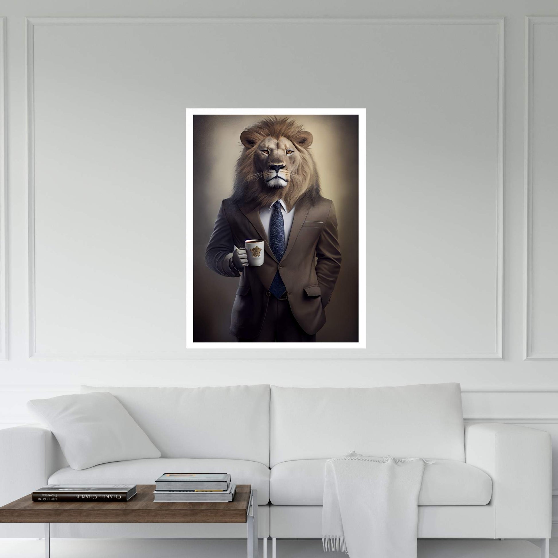 Businnes Lion Wall Art, Lion Canvas Art, Animal Wall Art - Y Canvas
