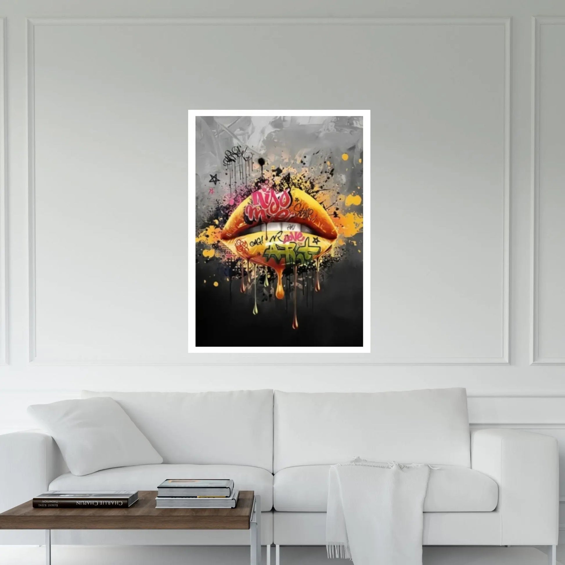 Sexy Lips Graffiti Canvas Art Wall Canvas Decor, Gold Wall Art - Y Canvas