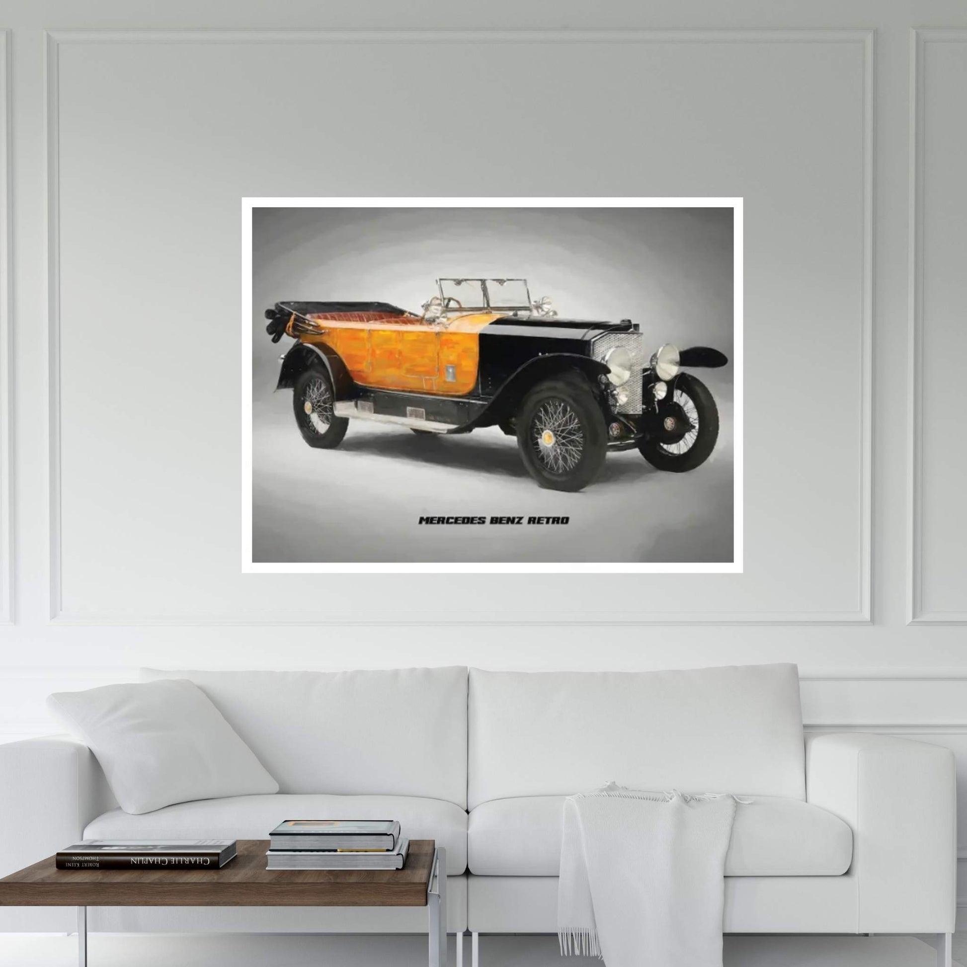 Mercedes Benz Retro In Watercolor Canvas Wall Art - Y Canvas